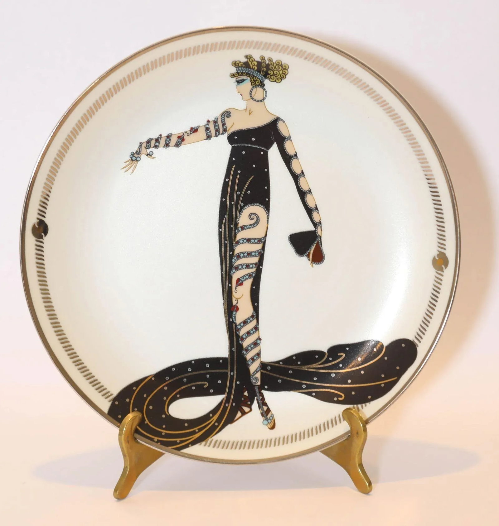 House of Erté (Romain De Tirtoff) Set of 6 Sevenarts Porcelain Collector Plates - 6