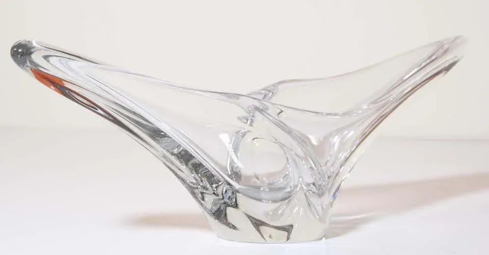 Daum France Sculptural Curvilinear Crystal Art Glass Fruit Bowl Centerpiece - 8