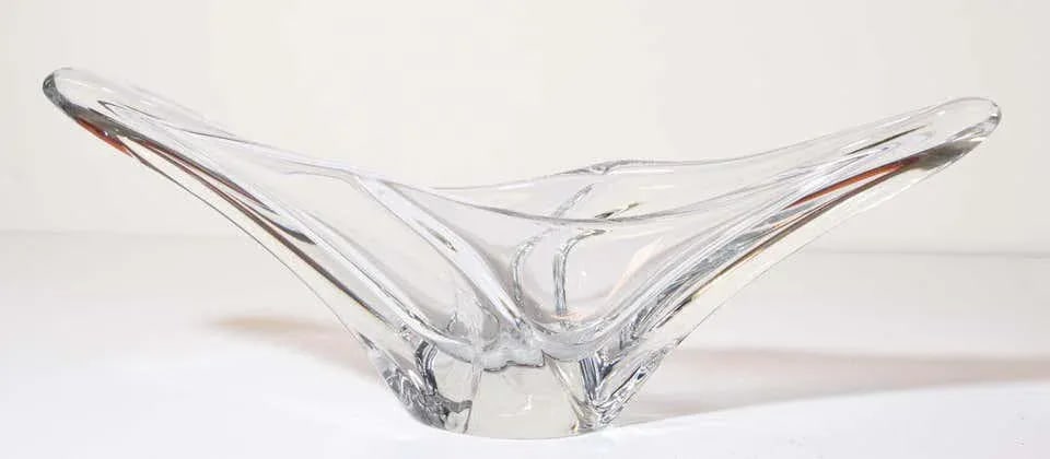 Daum France Sculptural Curvilinear Crystal Art Glass Fruit Bowl Centerpiece - 9
