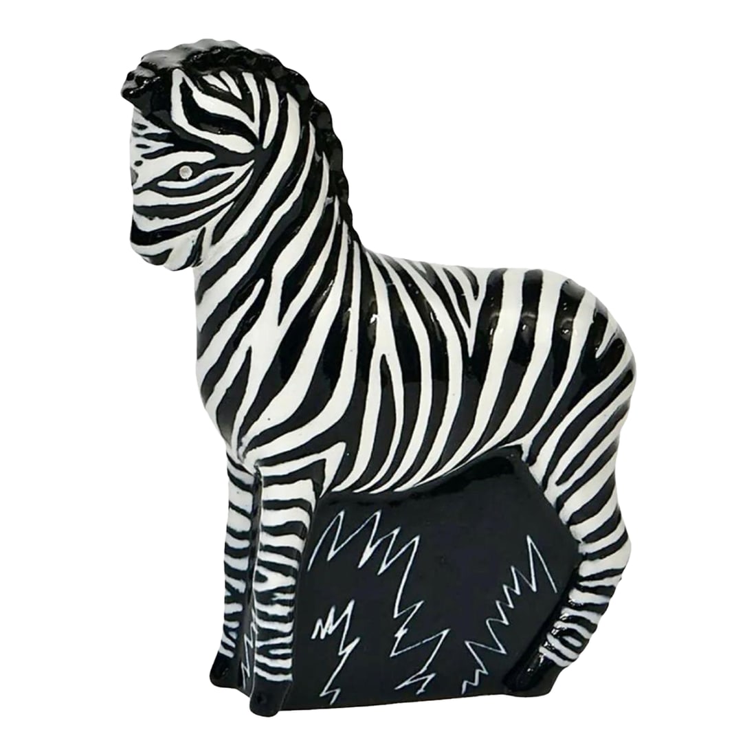 Wayland Gregory Art Deco Porcelain Zebra Sculpture, Glazed, Signed, 1930s, Usa: Wayland Gregory, Porcelain zebra sculpture, glazed, signed, 1930s, USA. New Jersey, circa 1935, high glazed ceramic, incised signature, Measures: 4 5/8" W x 1 1/2" D x 5 1/2" H Exhibitions: Waylande