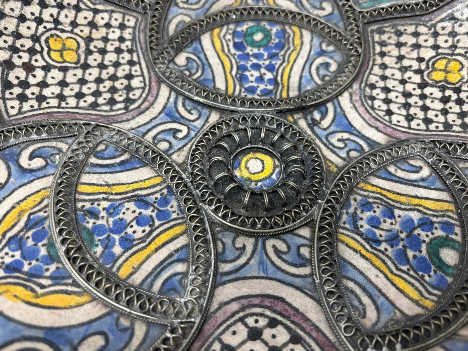 Antique Moroccan Moorish Handcrafted Ceramic Bowl Dish From Fez - 11