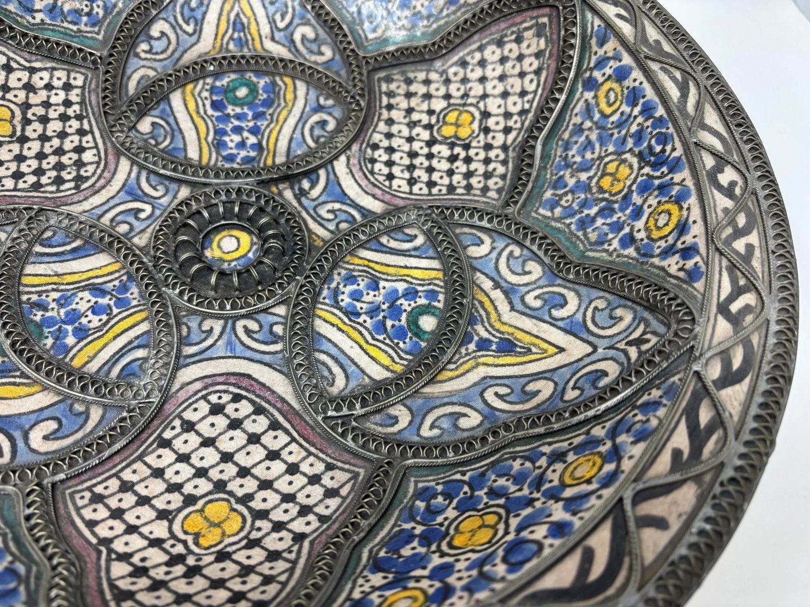Antique Moroccan Moorish Handcrafted Ceramic Bowl Dish From Fez - 12