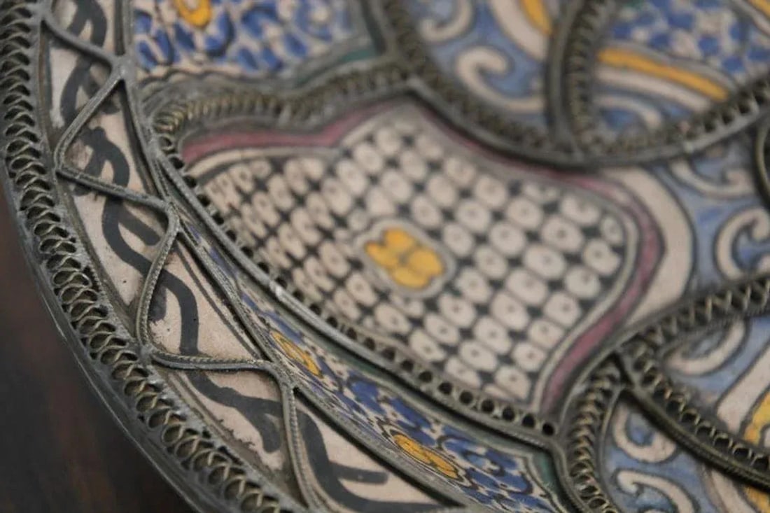 Antique Moroccan Moorish Handcrafted Ceramic Bowl Dish From Fez - 7