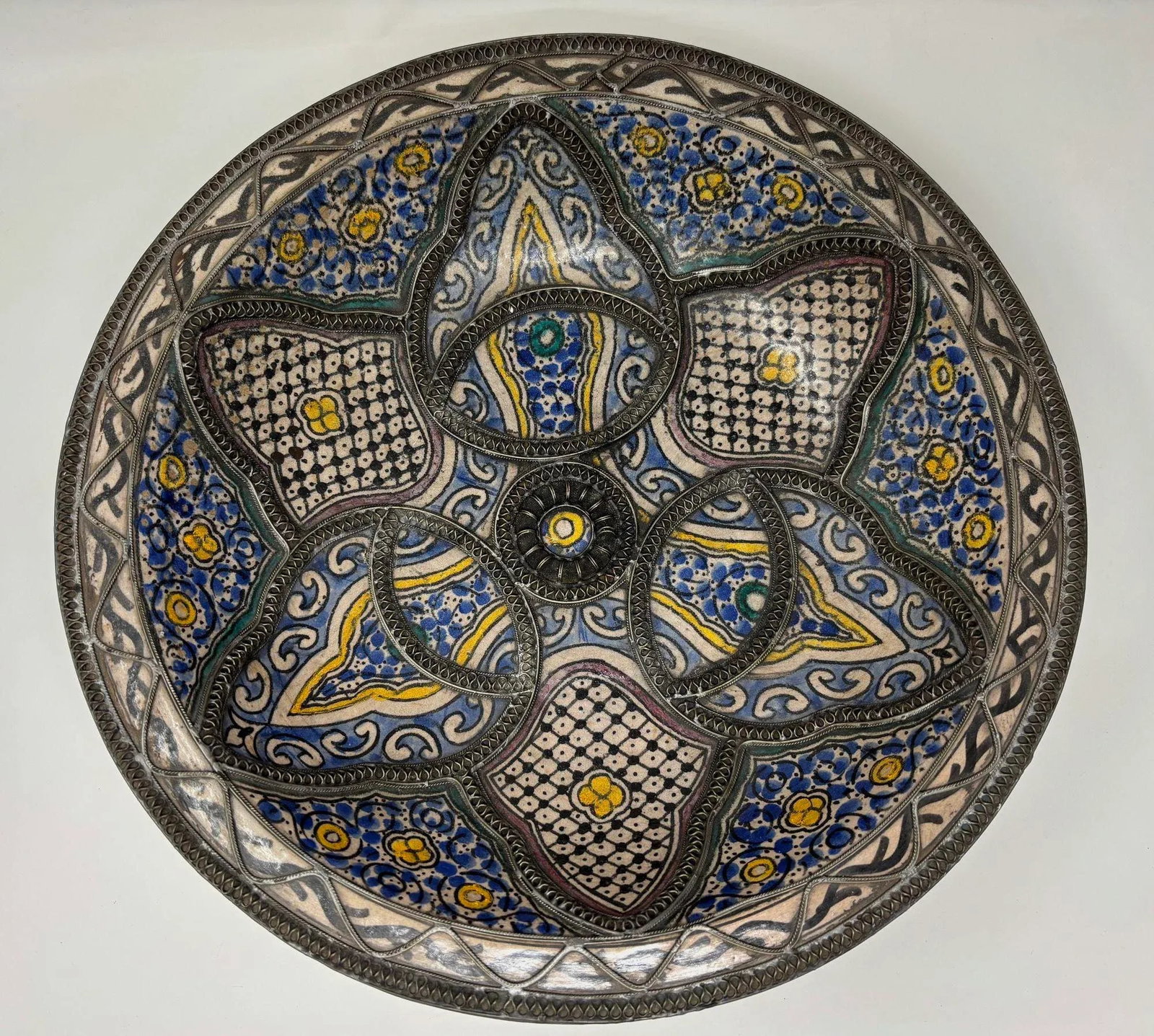 Antique Moroccan Moorish Handcrafted Ceramic Bowl Dish From Fez - 8