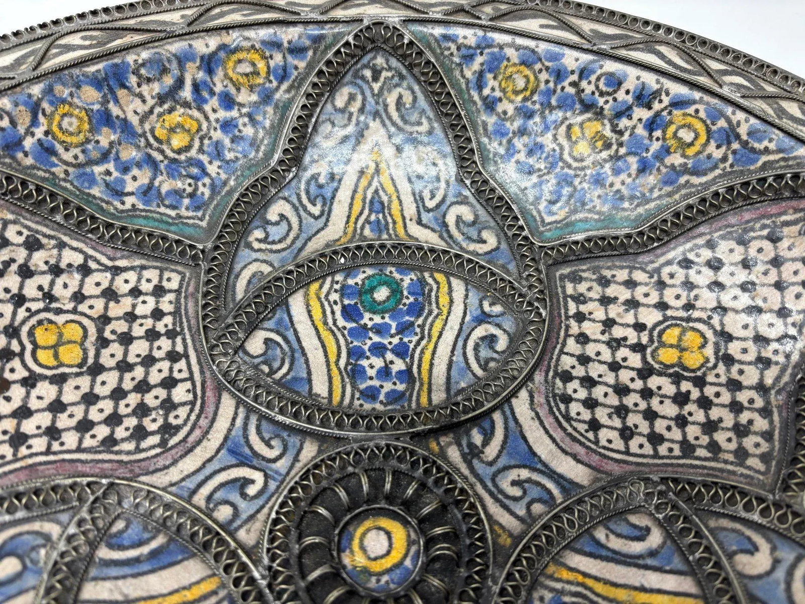 Antique Moroccan Moorish Handcrafted Ceramic Bowl Dish From Fez - 9