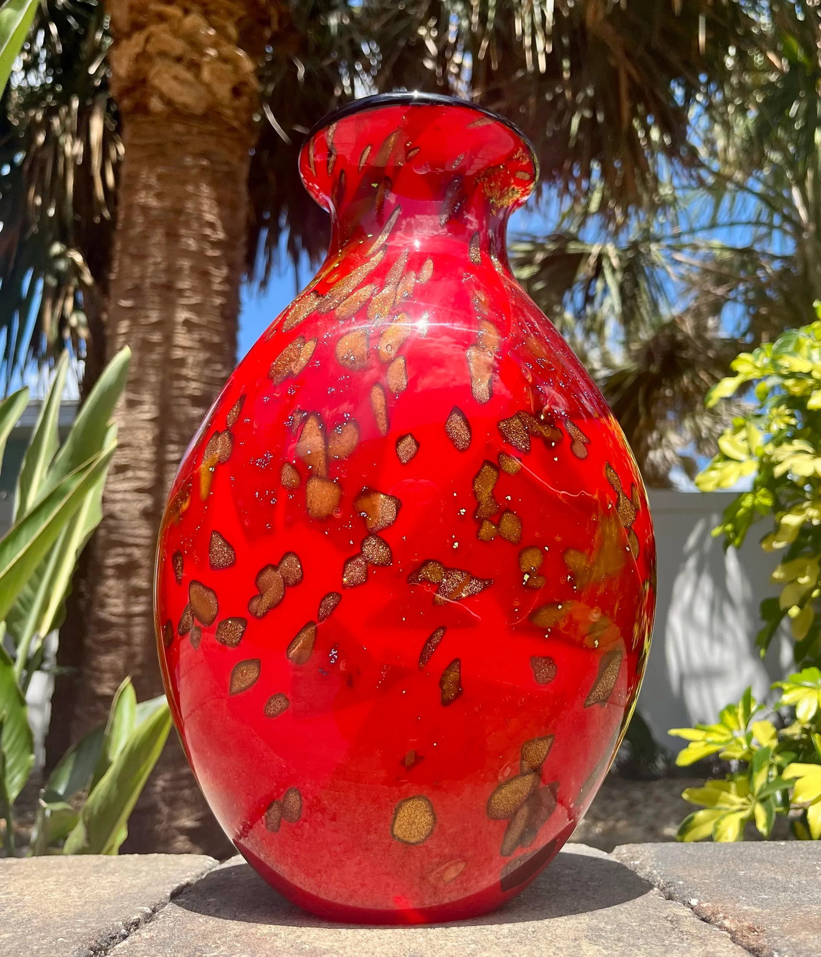 Late 20th Century Murano Red Art Glass Vase From Cristalleria d'Arte - 3