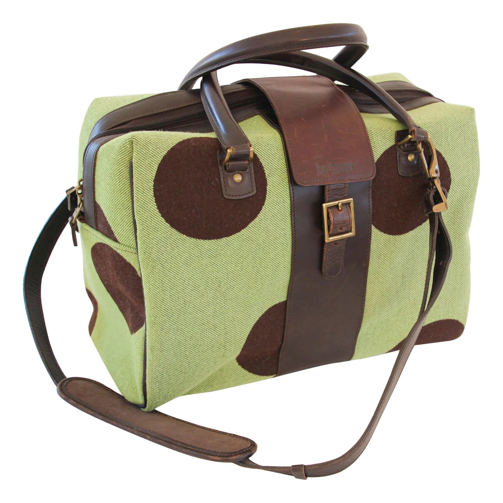 Hartmann Retro Carry-On in Apple Green with Polka Dot: Hartmann Retro Carry-On in Apple Green with Dots. Hartmann's beautiful Retro Carry-On in Apple Green. Perfect as a small carry-on or for everyday use. This cute carry-on can house an extra set of