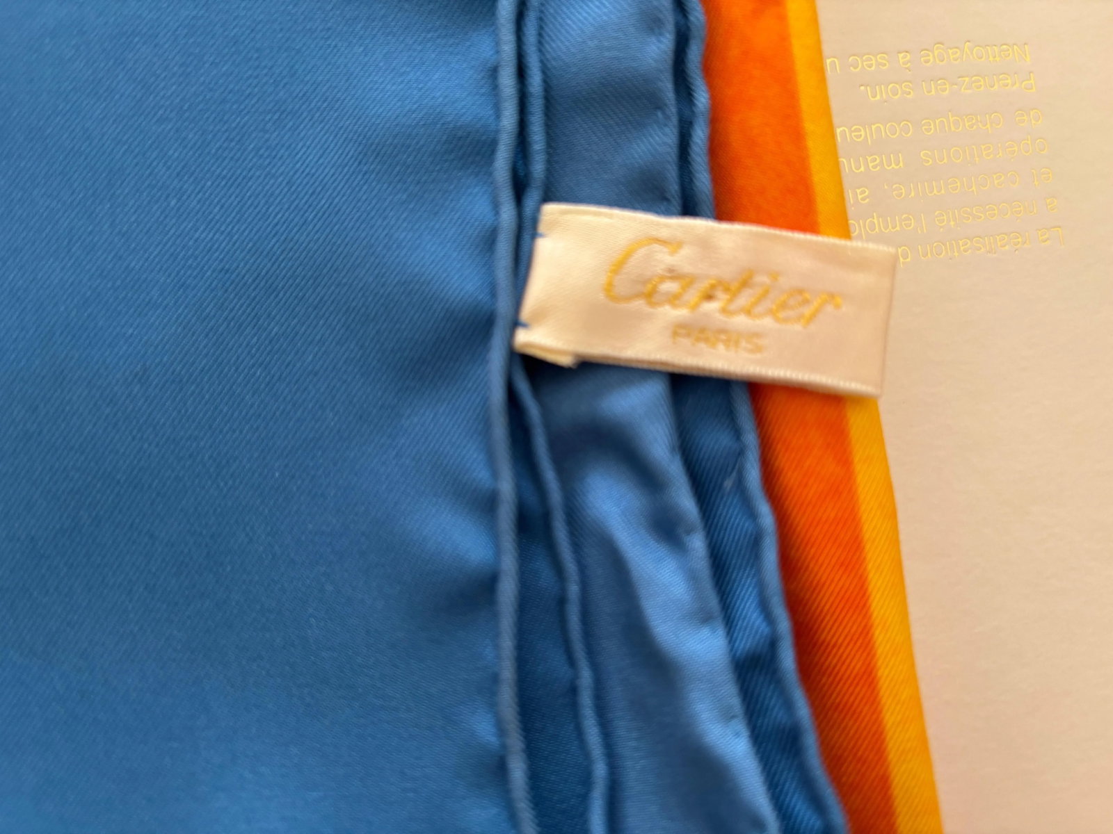 CARTIER Paris Silk Scarf Blue and Yellow Panther Bracelets in Box - 3