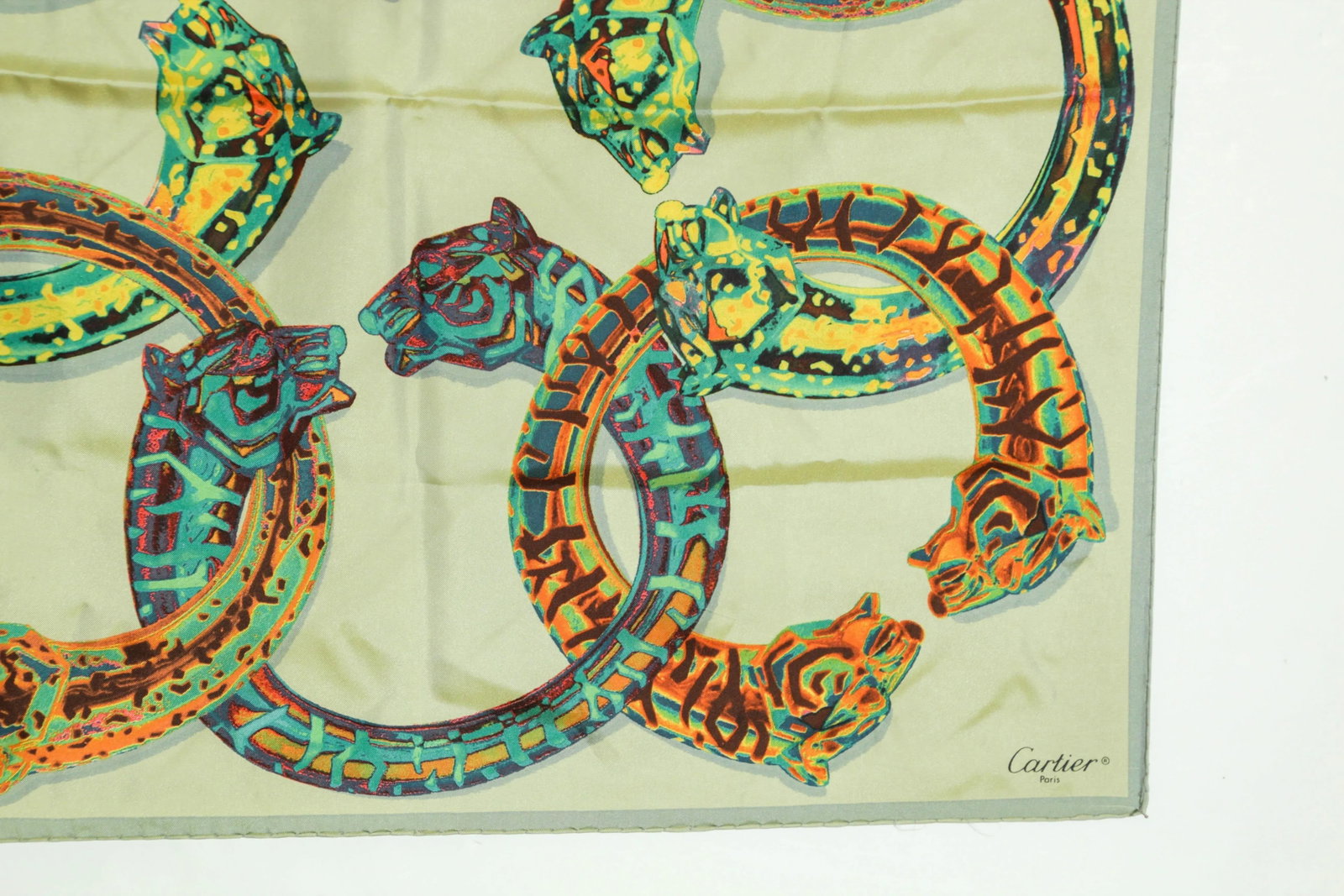 CARTIER Paris Silk Scarf Panther Bracelets Jewellery in Box - 4