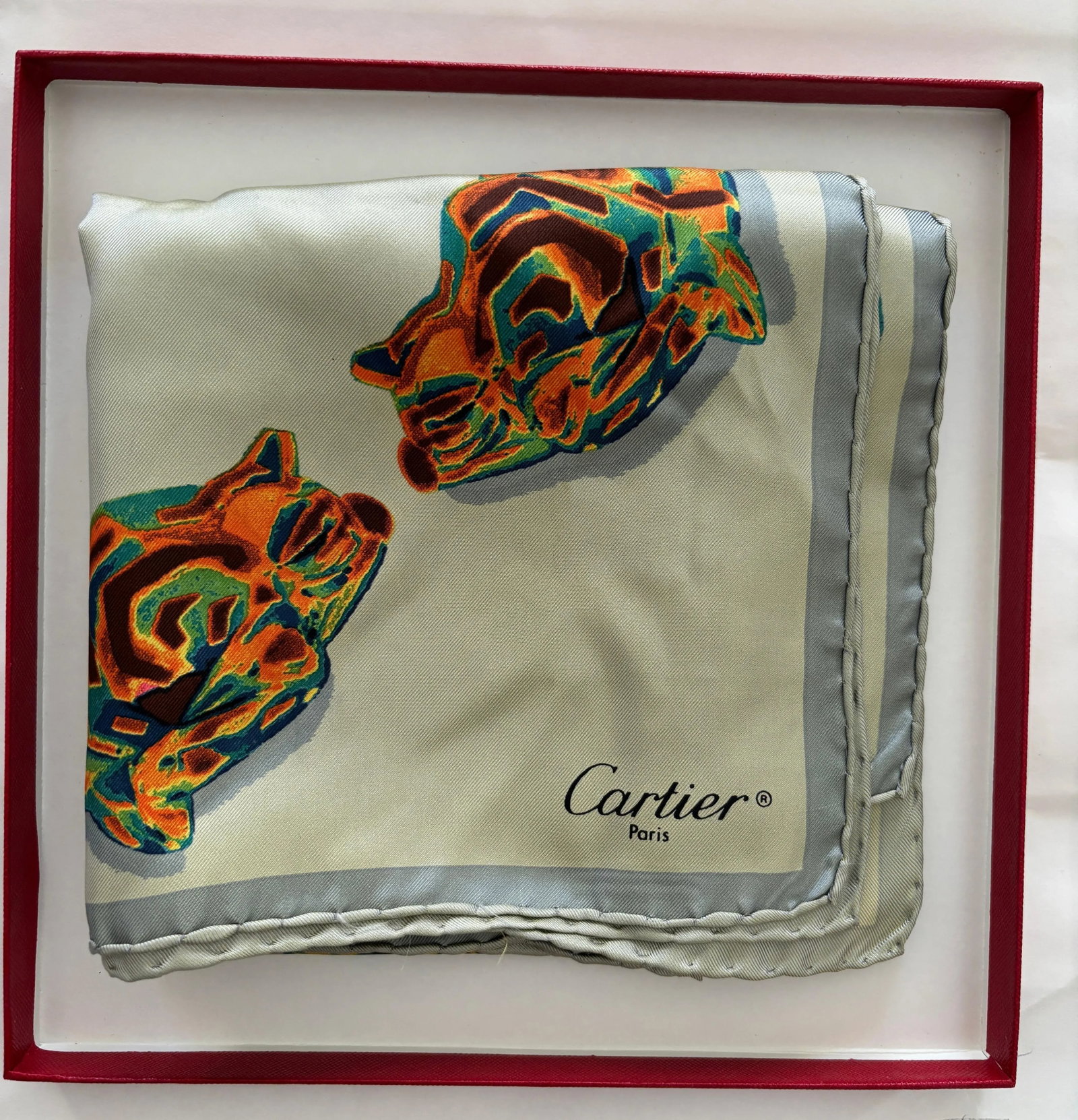 CARTIER Paris Silk Scarf Panther Bracelets Jewellery in Box - 6