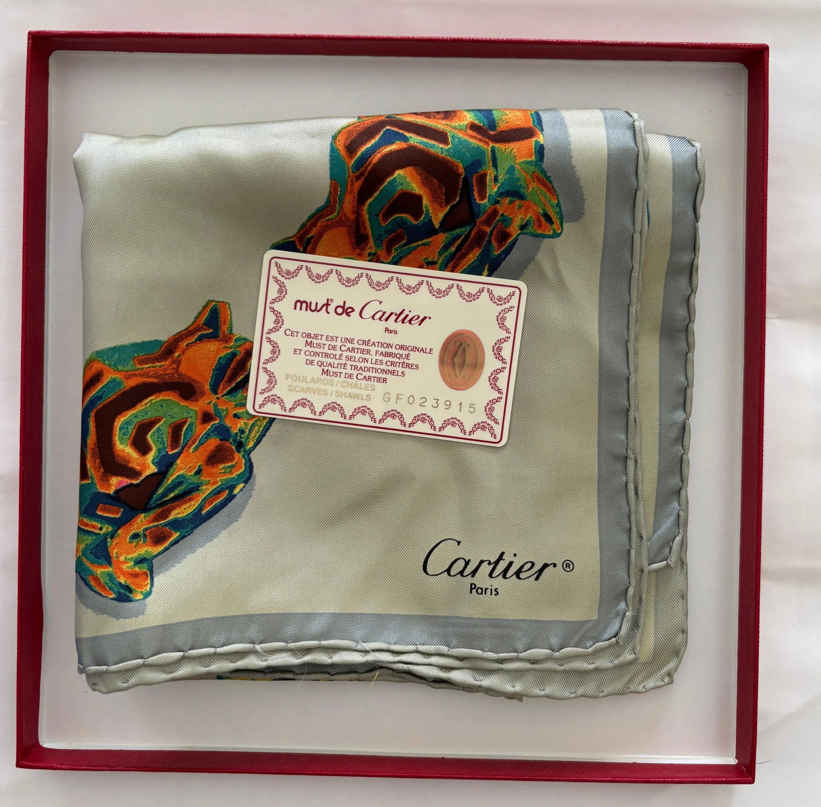 CARTIER Paris Silk Scarf Panther Bracelets Jewellery in Box - 8