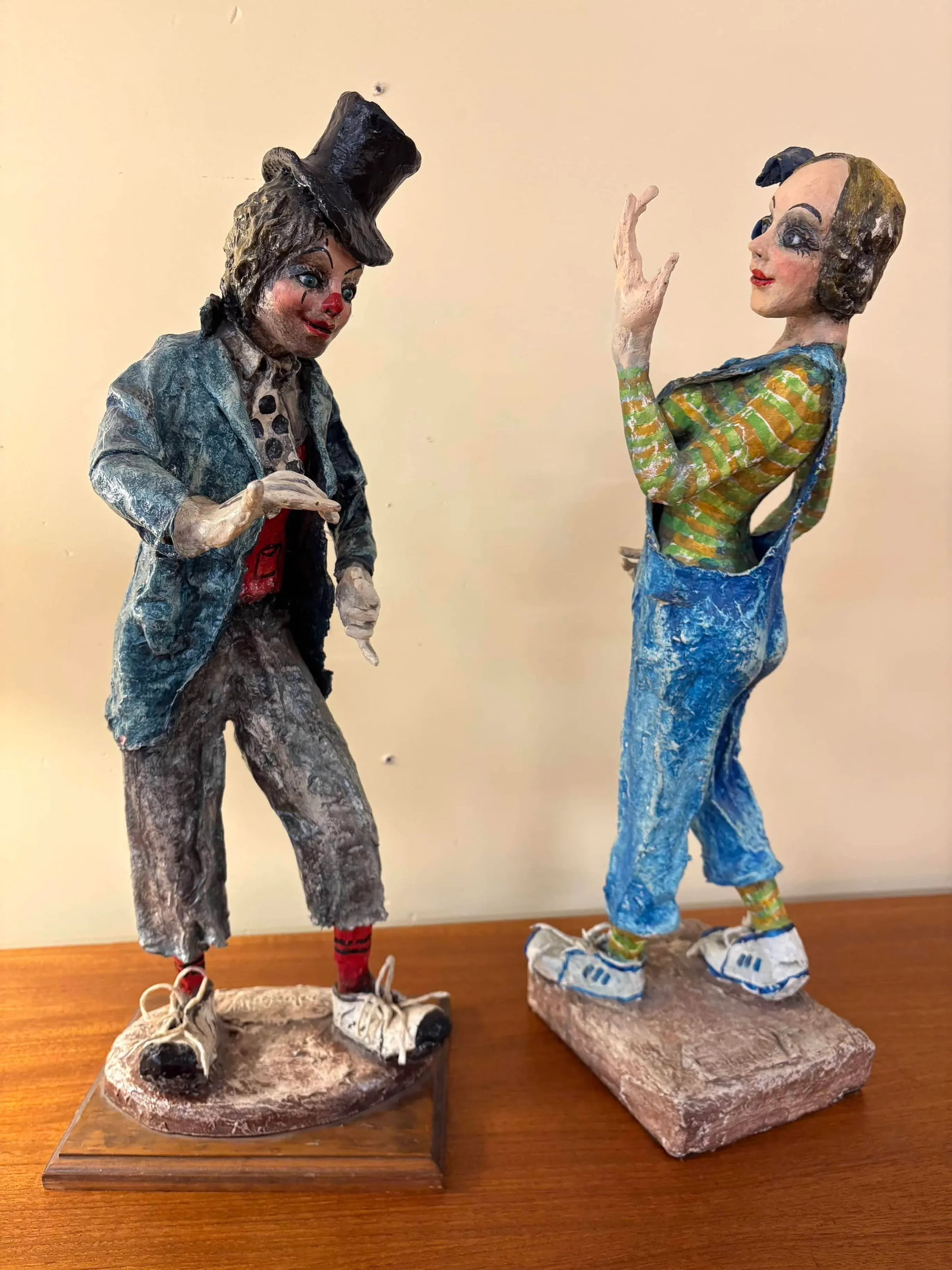 Whimsical Papier-Mâché Clown Figurines – Unique Handmade Art - 6