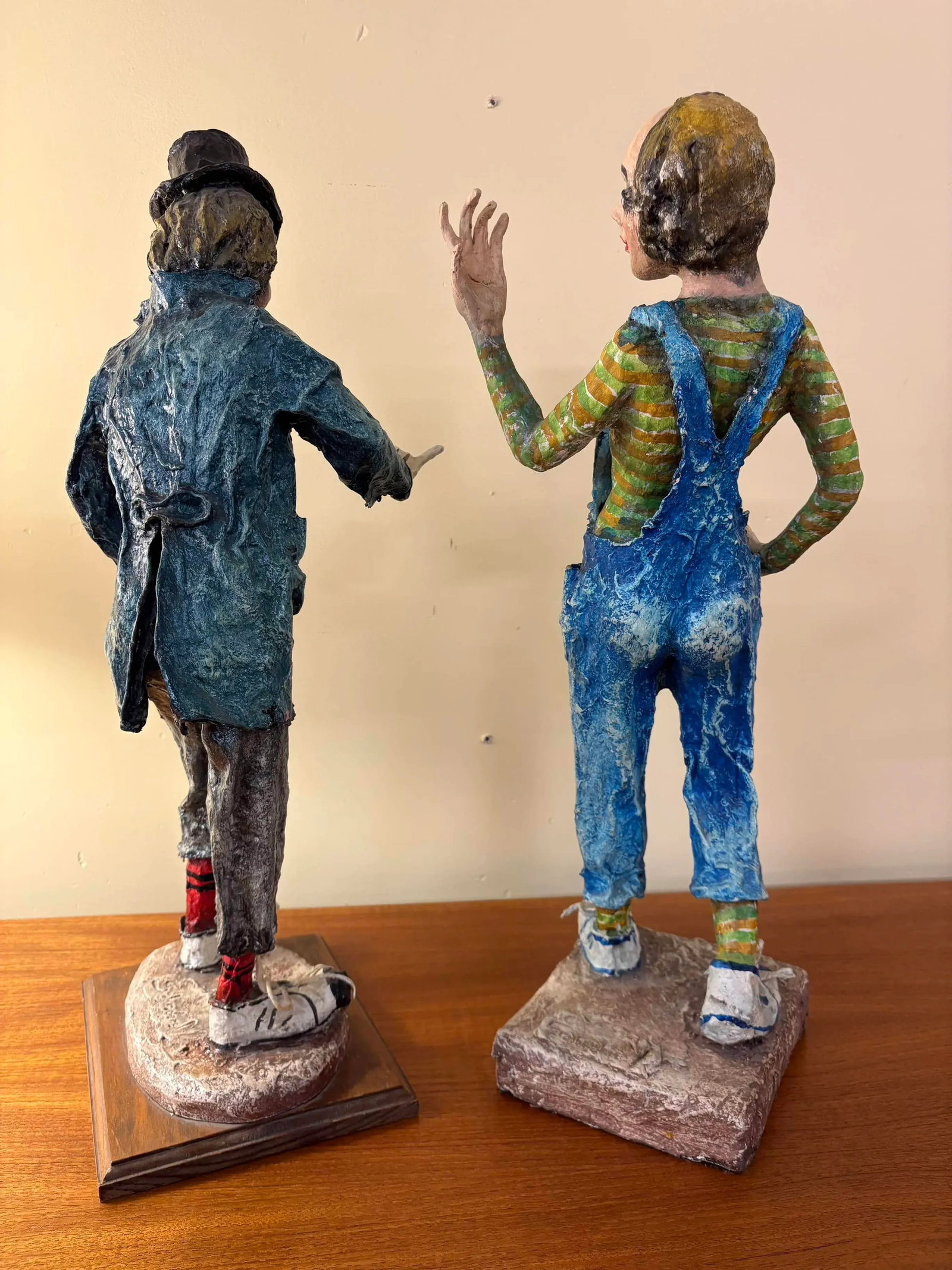 Whimsical Papier-Mâché Clown Figurines – Unique Handmade Art - 8