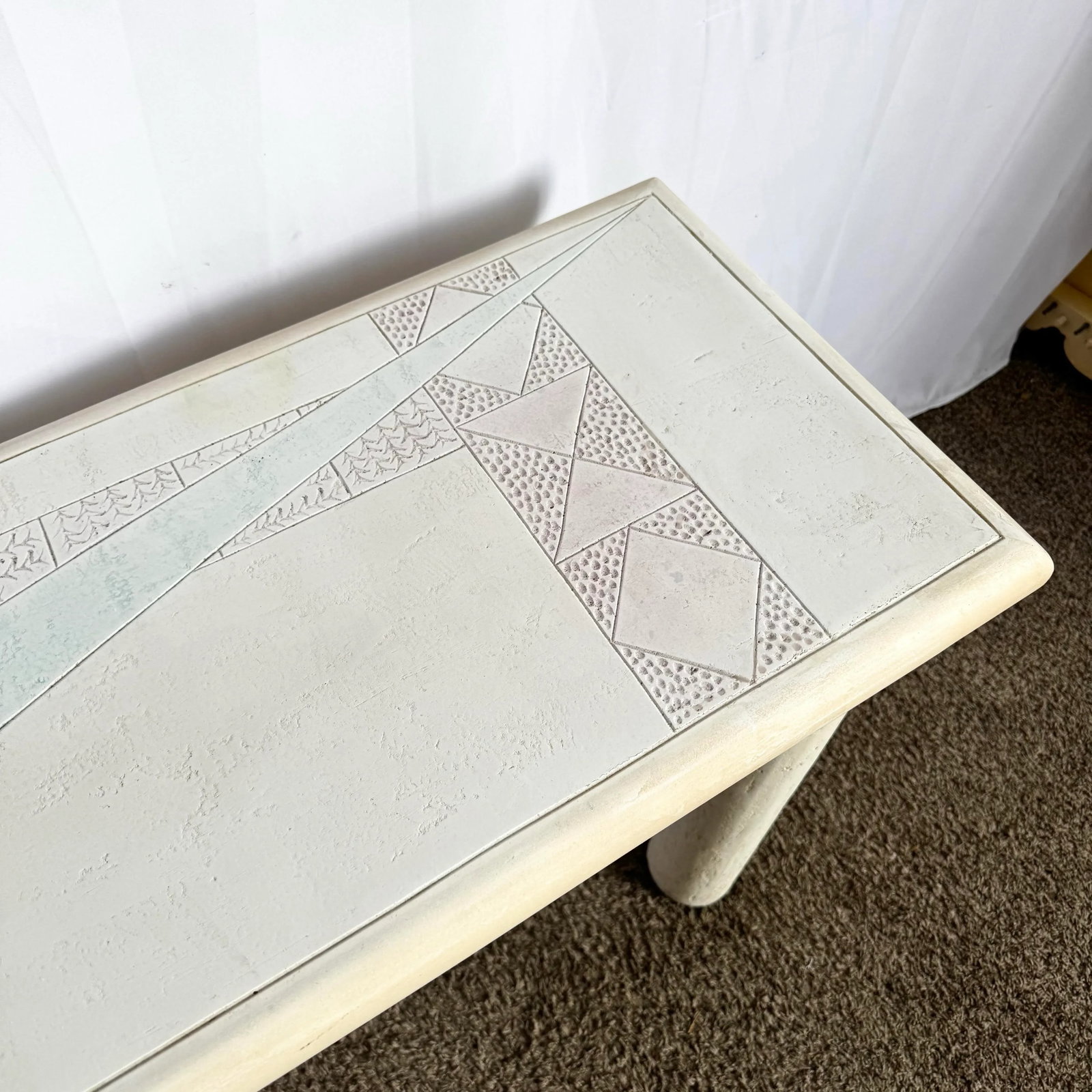 Vintage Postmodern J Berdou Signed Plaster Finished Console Table - 2