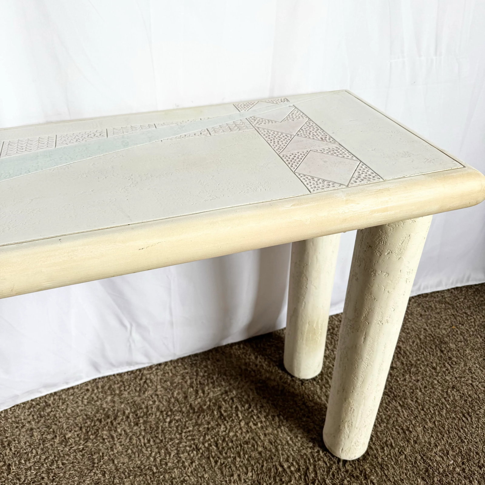 Vintage Postmodern J Berdou Signed Plaster Finished Console Table - 4