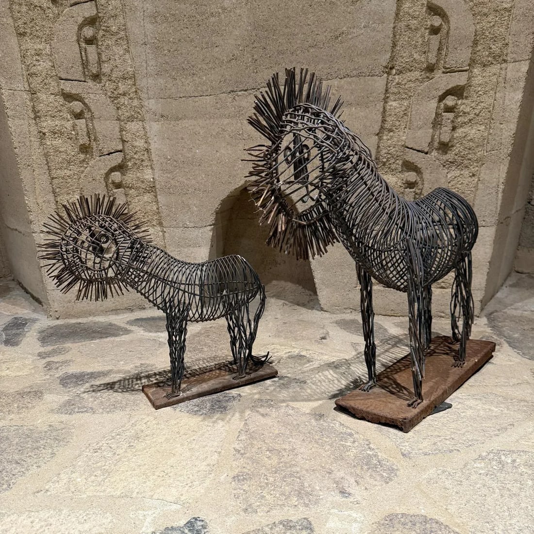 Pair Lions C Jere Iron Sculptures Mid Century - 3
