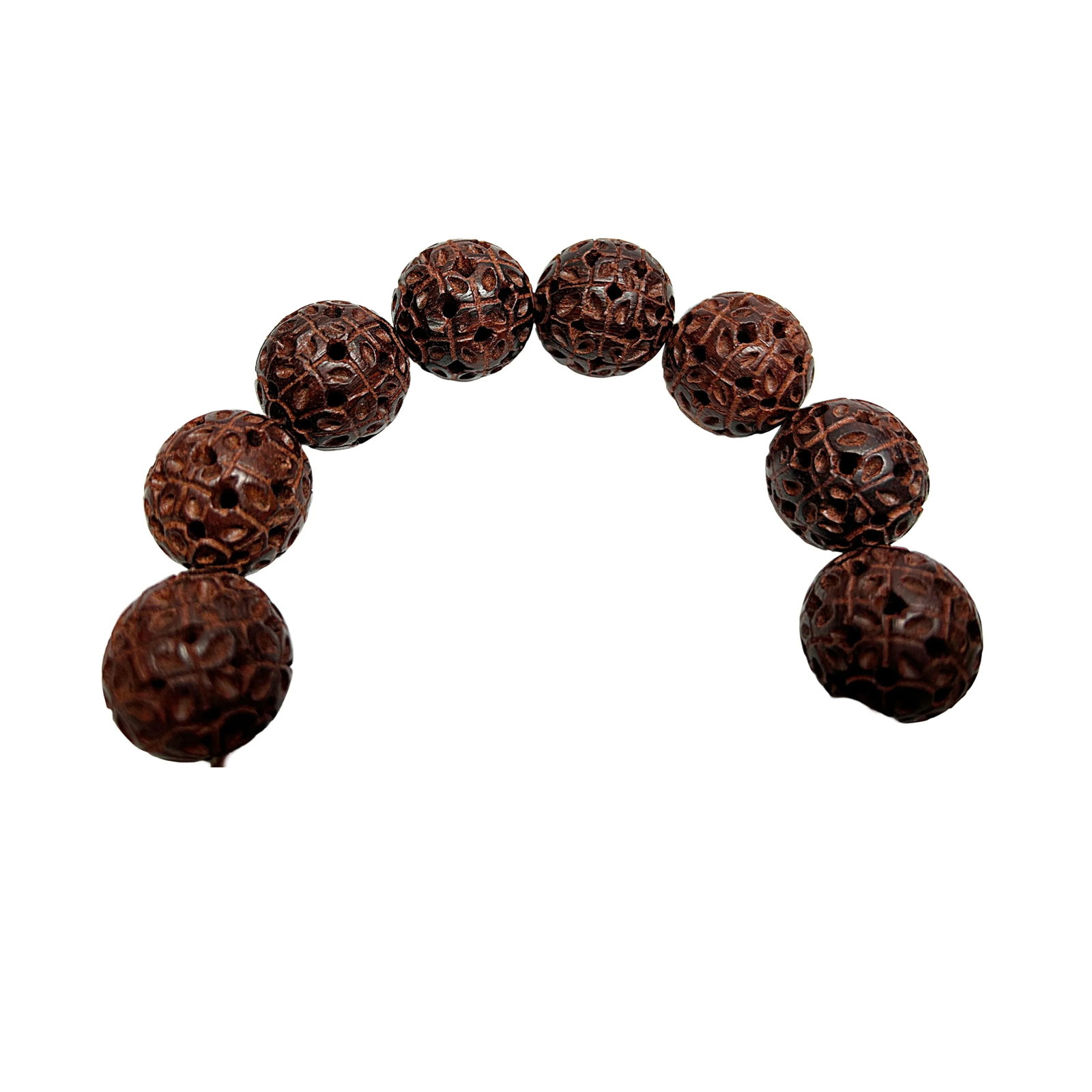 Chinese Zitan Rosewood Carved Beads Hand Rosary Praying Bracelet - 7