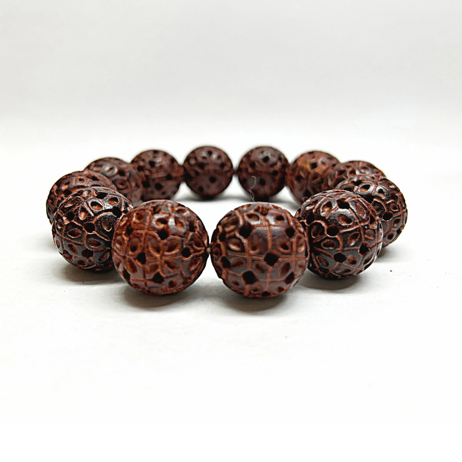 Chinese Zitan Rosewood Carved Beads Hand Rosary Praying Bracelet - 8