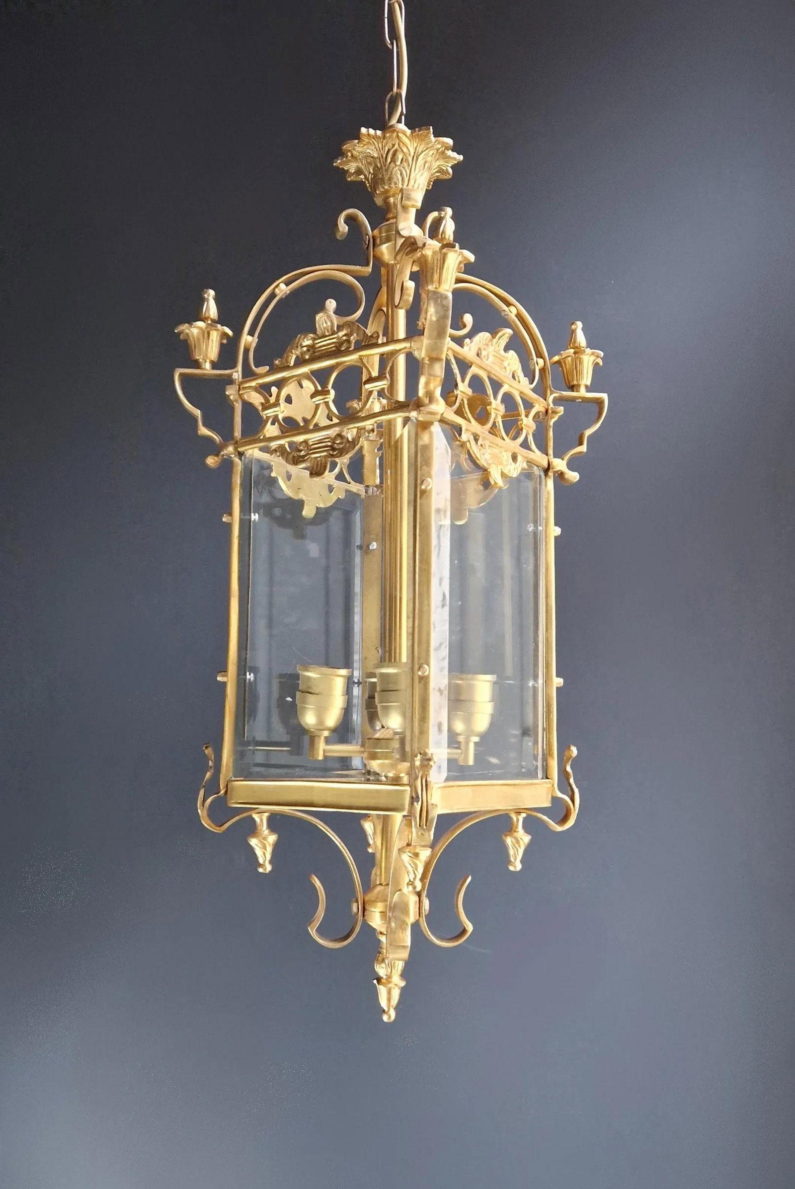 Brass and Glass Pendant Lantern - 7