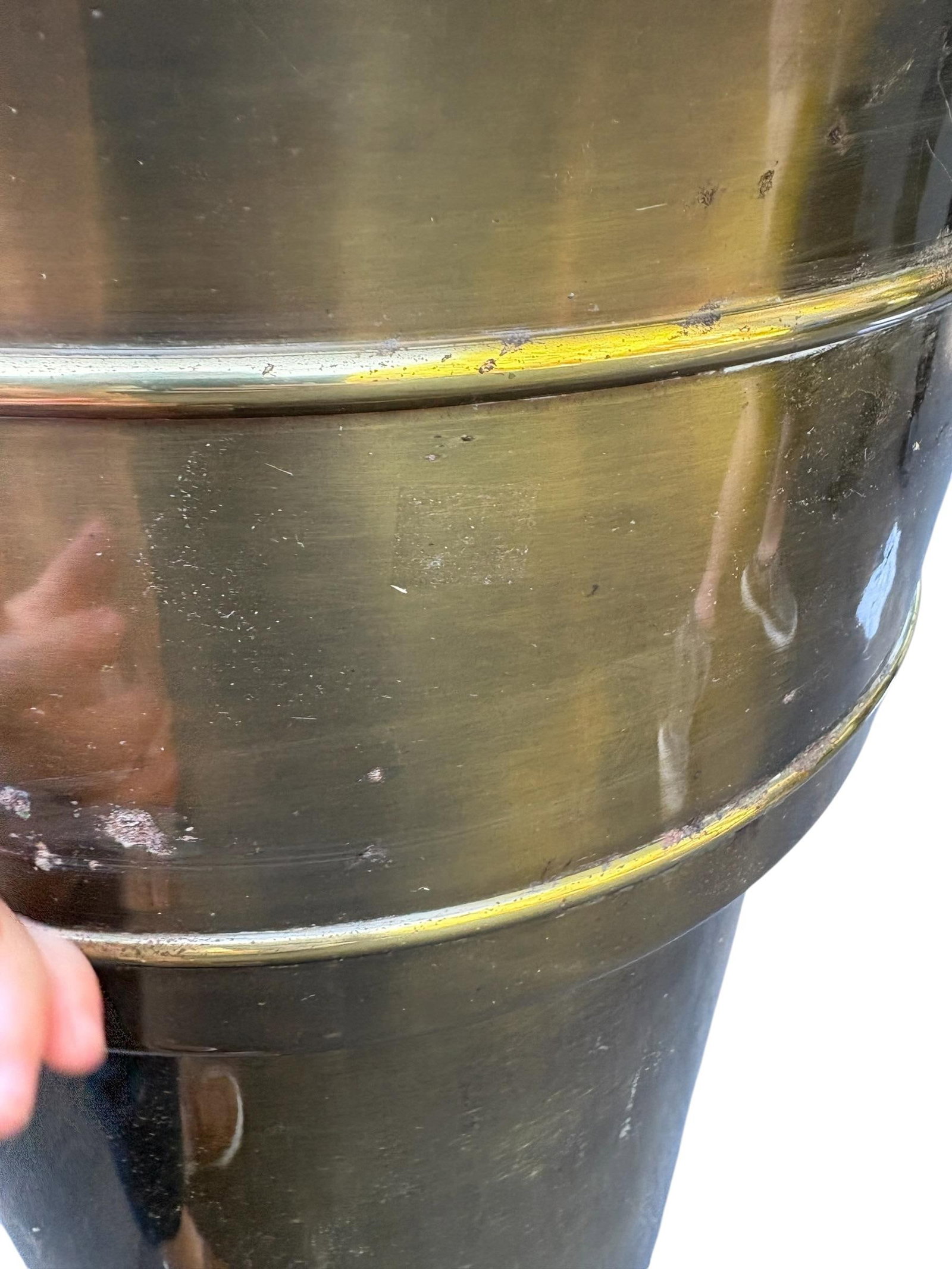 Mid 20th Century William Doezema for Mastercraft Attributed Brass Pedestal Jardiniere - 15