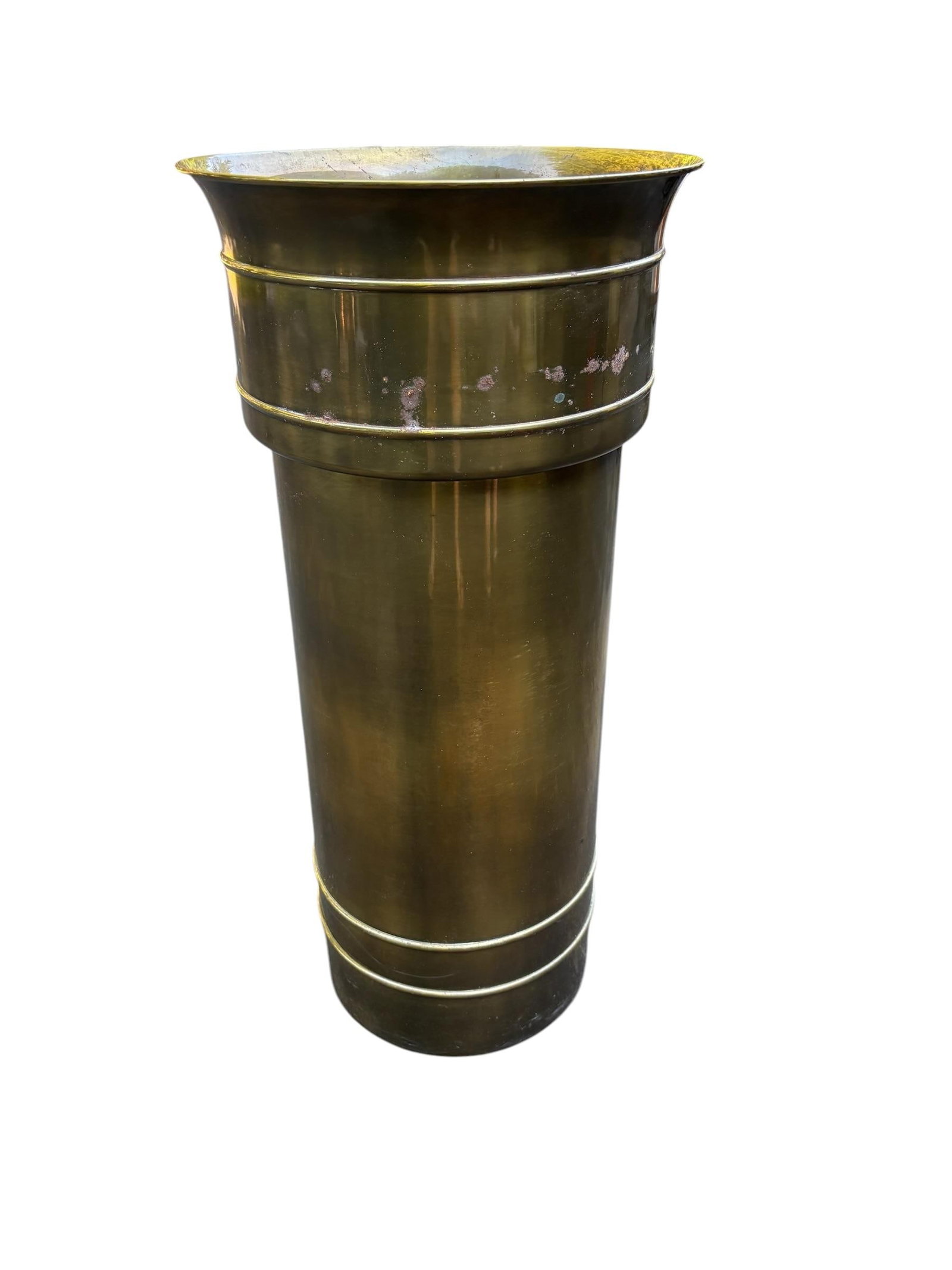 Mid 20th Century William Doezema for Mastercraft Attributed Brass Pedestal Jardiniere - 3