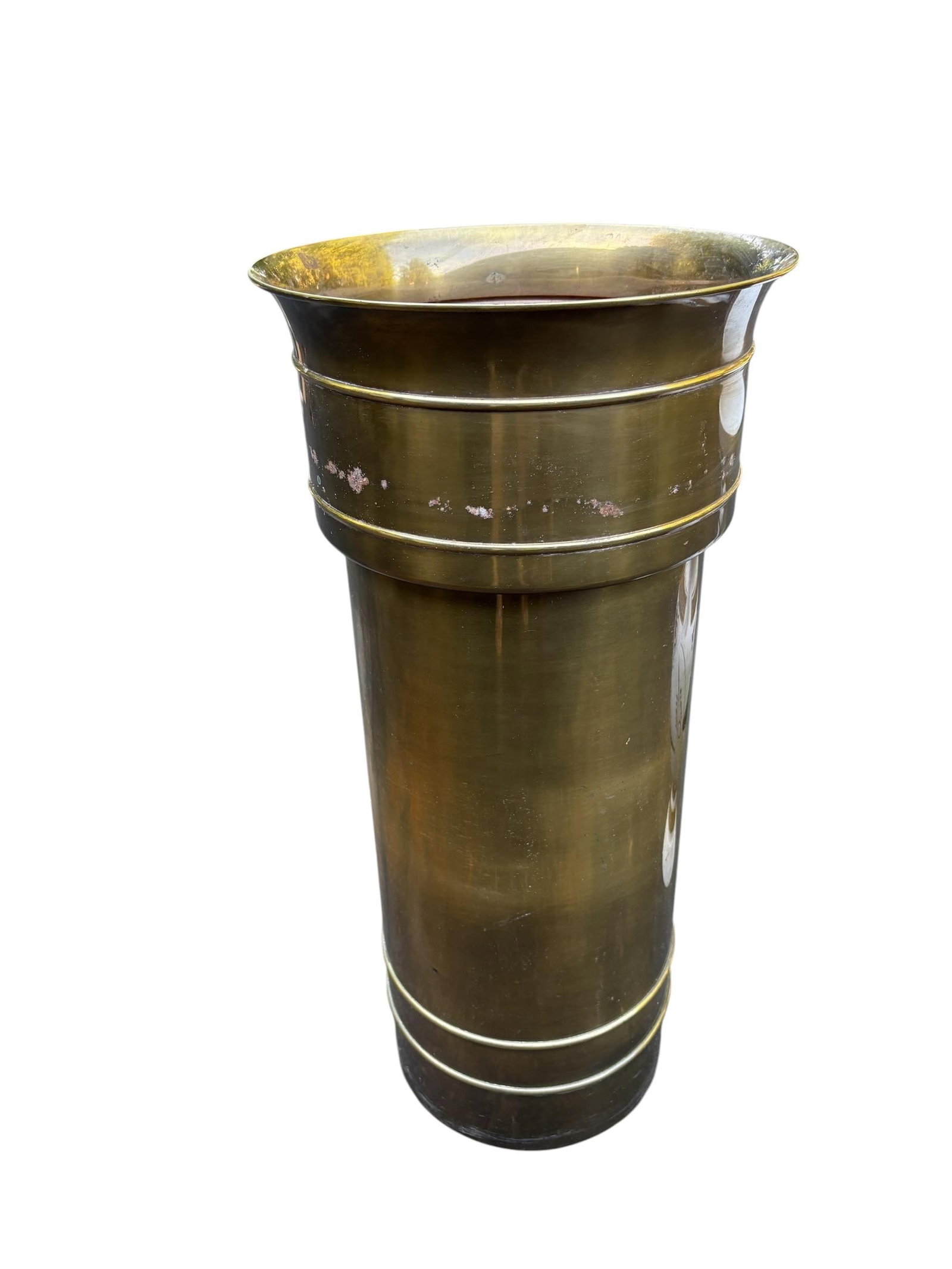 Mid 20th Century William Doezema for Mastercraft Attributed Brass Pedestal Jardiniere - 4