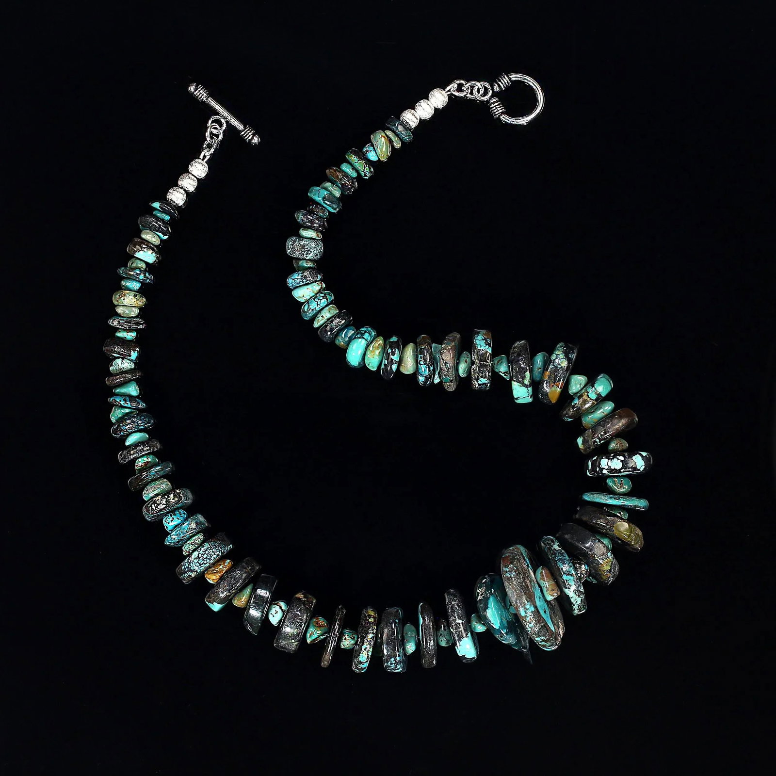 Ajd 18 Inch Turquoise and Black Matrix Necklace - 4