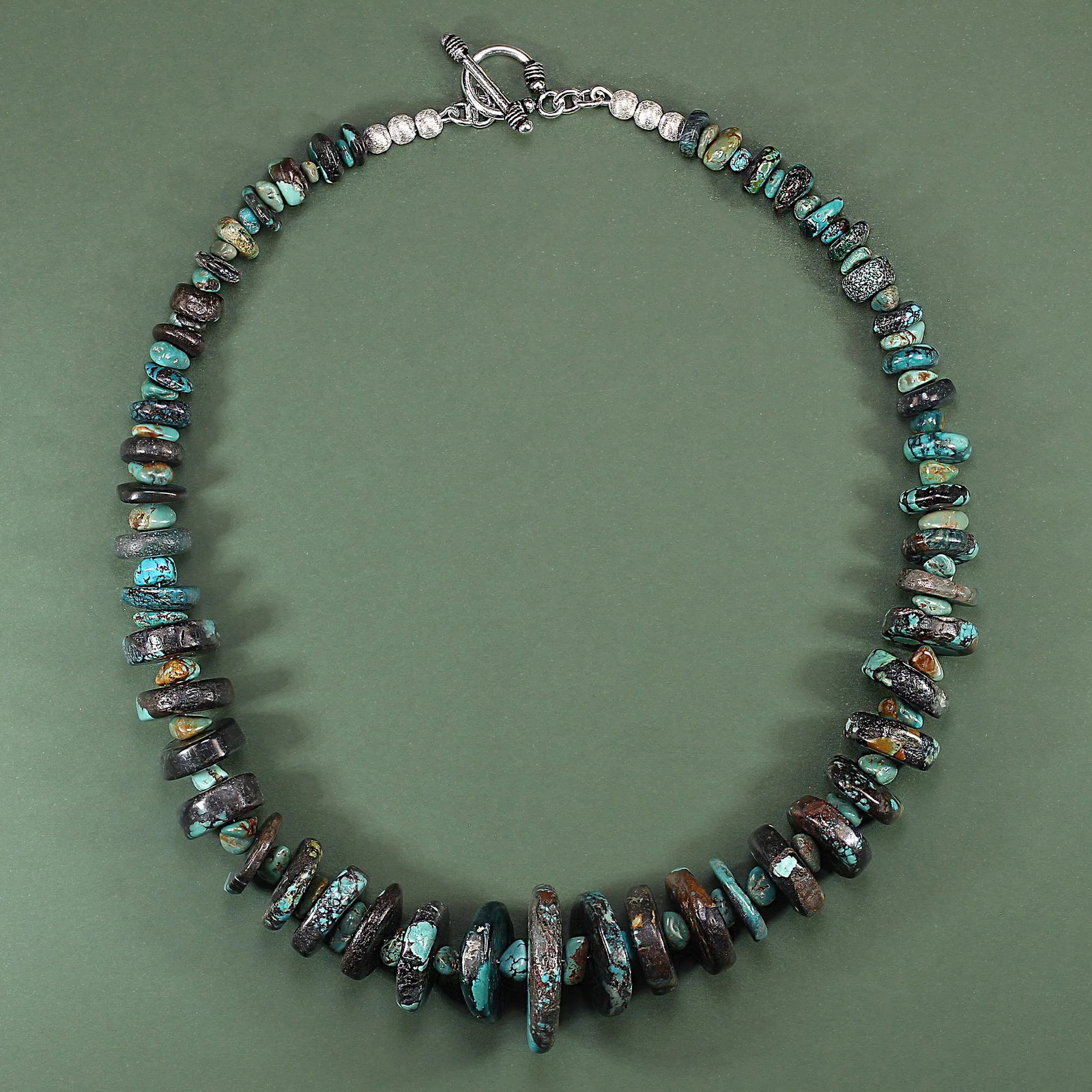 Ajd 18 Inch Turquoise and Black Matrix Necklace - 5