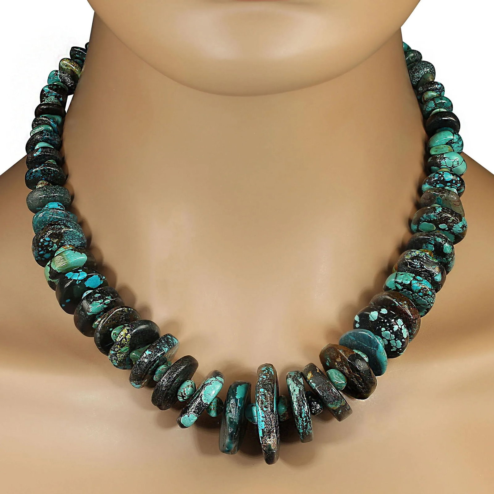 Ajd 18 Inch Turquoise and Black Matrix Necklace - 6