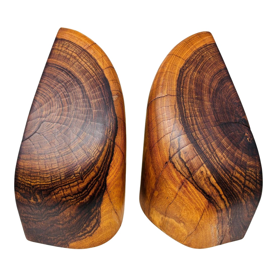 1960s Don Shoemaker Hand-Carved Cocobolo Wood Bookends a Pair: 1960s Don Shoemaker Hand-Carved Cocobolo Wood Bookends – Pair | Mid Century Modern Mexican Design, SeÃ±al S.A. Rare and exquisite pair of hand-carved cocobolo wood bookends by