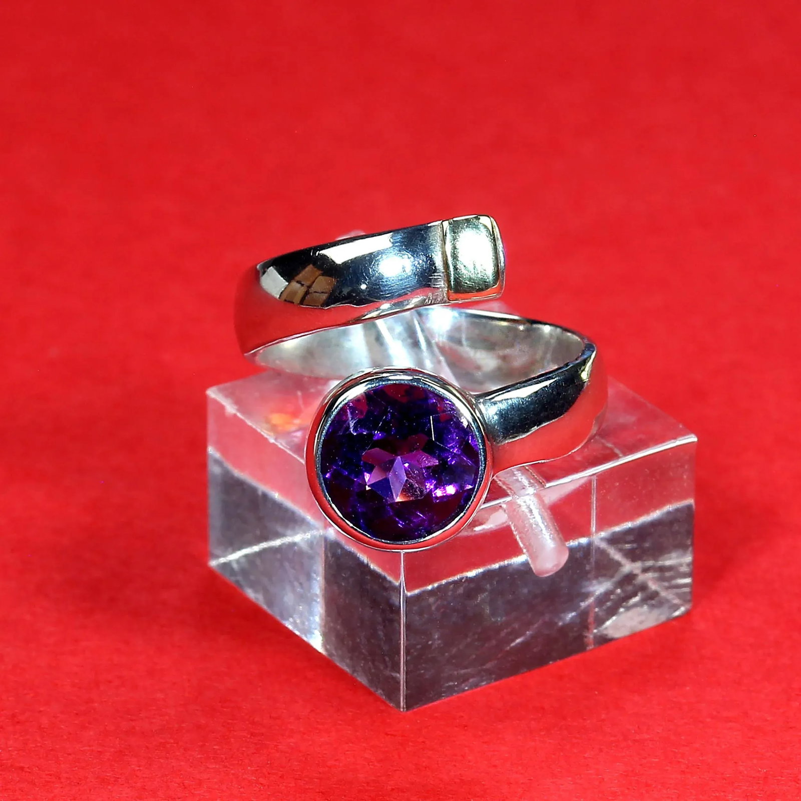 Ajd Crossover Amethyst and Sterling Ring With 14k Gold Accent, Size 4.75 - 10