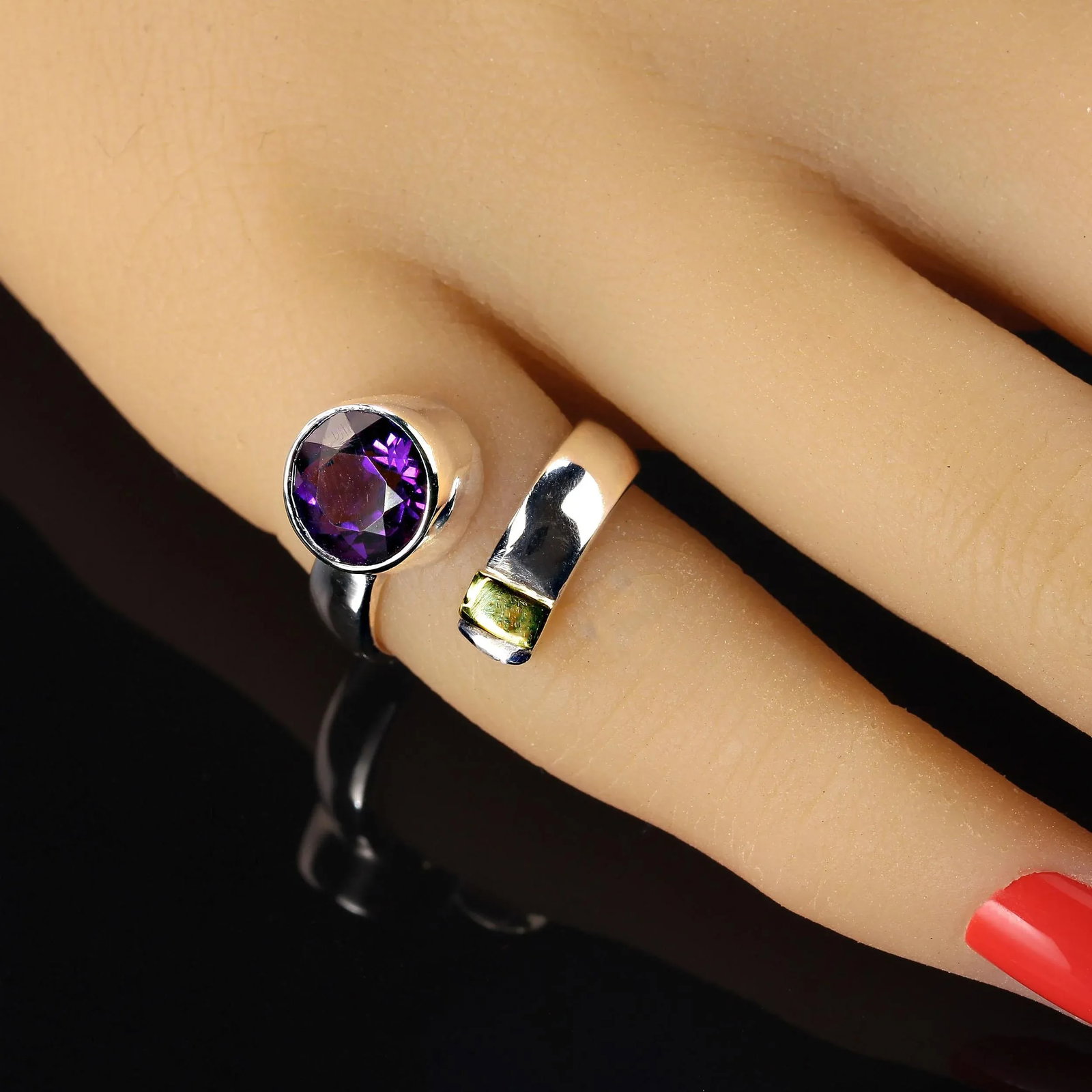 Ajd Crossover Amethyst and Sterling Ring With 14k Gold Accent, Size 4.75 - 2