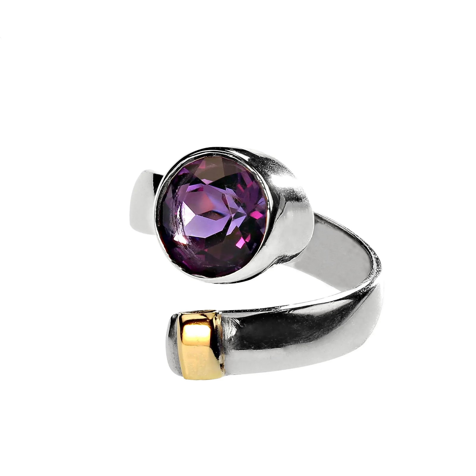 Ajd Crossover Amethyst and Sterling Ring With 14k Gold Accent, Size 4.75 - 3