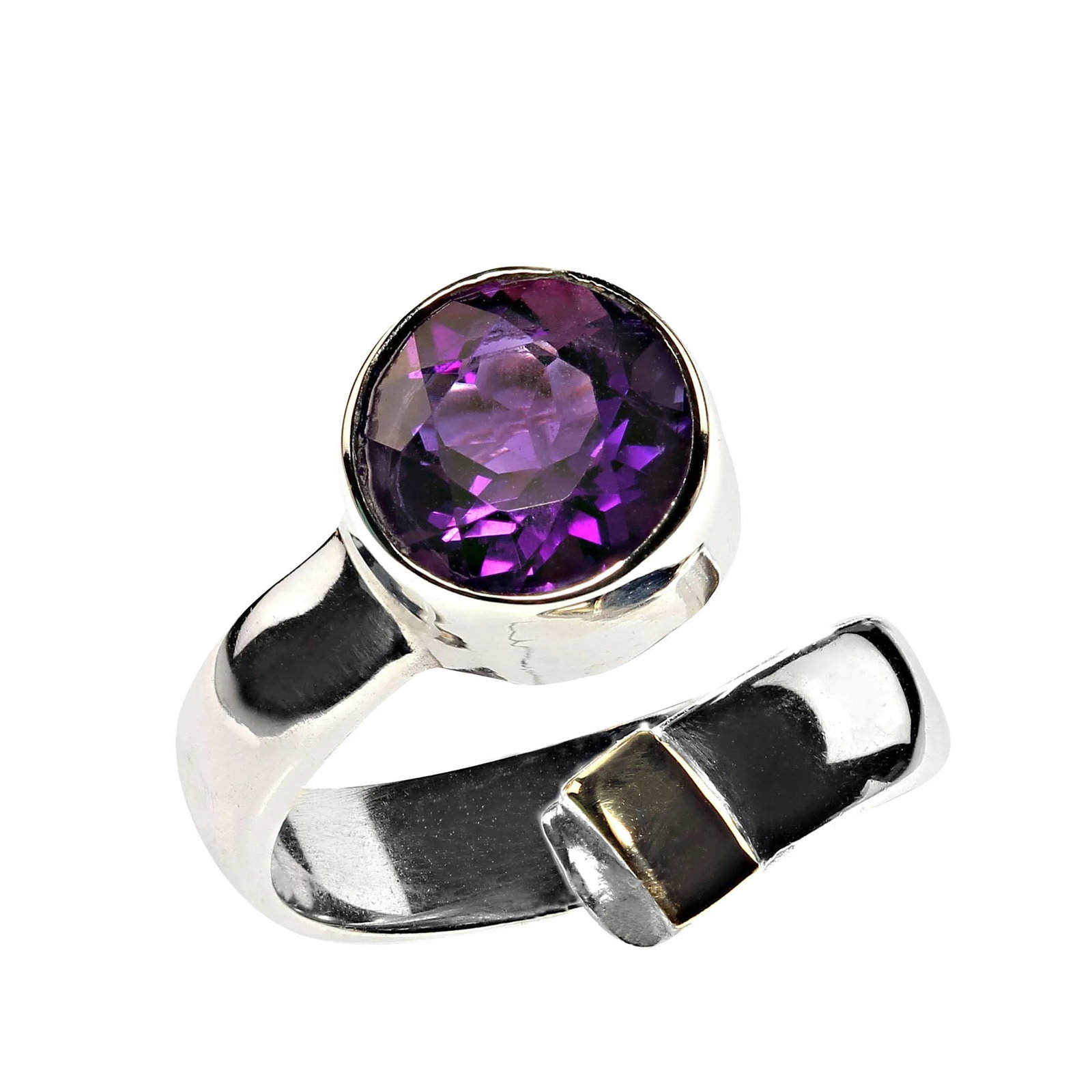 Ajd Crossover Amethyst and Sterling Ring With 14k Gold Accent, Size 4.75 - 4