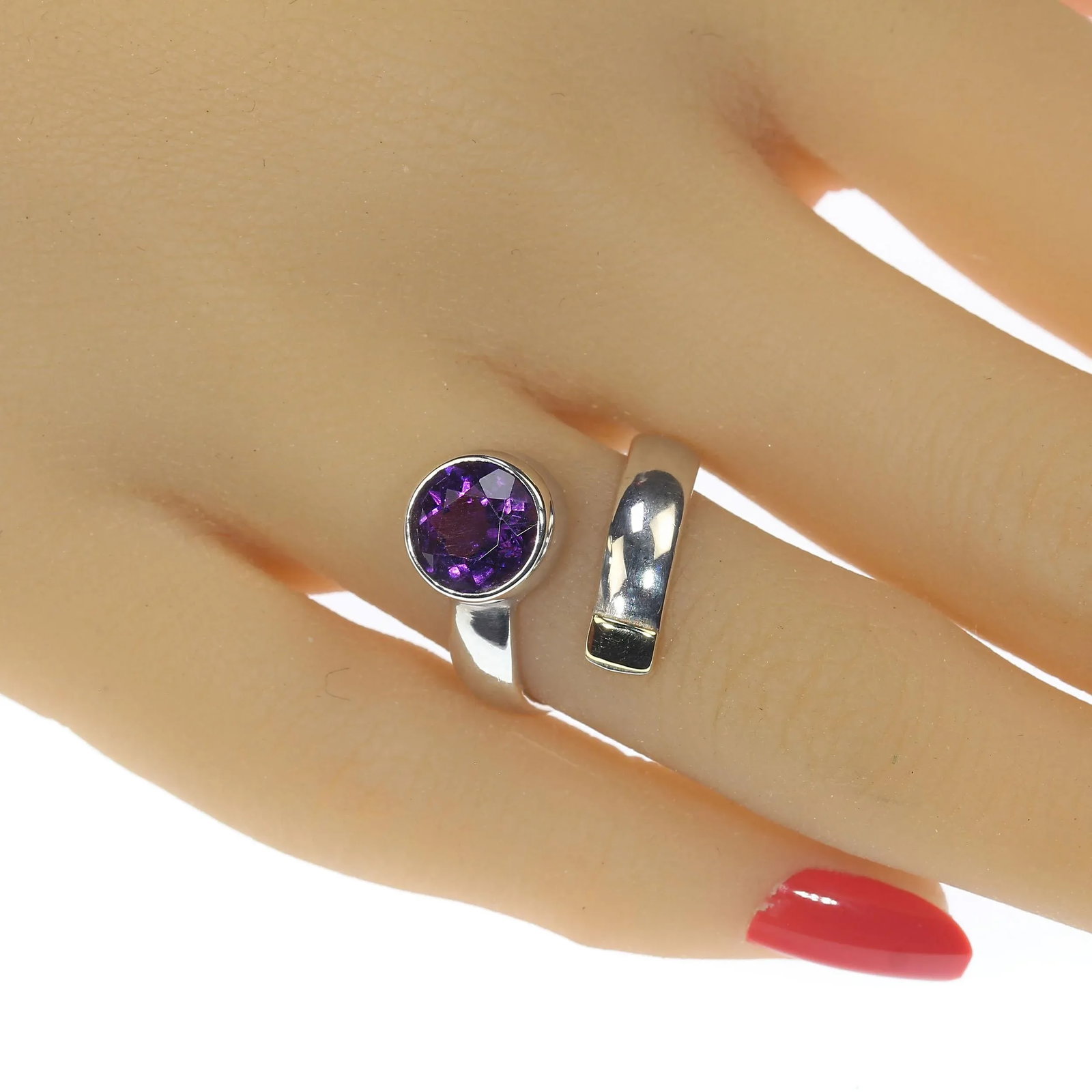 Ajd Crossover Amethyst and Sterling Ring With 14k Gold Accent, Size 4.75 - 8