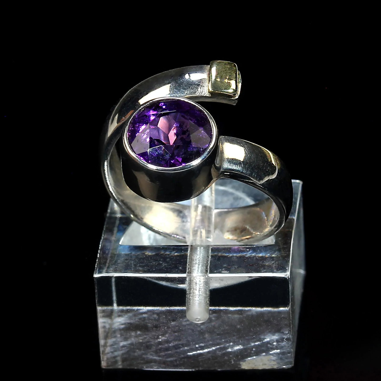 Ajd Crossover Amethyst and Sterling Ring With 14k Gold Accent, Size 4.75 - 9