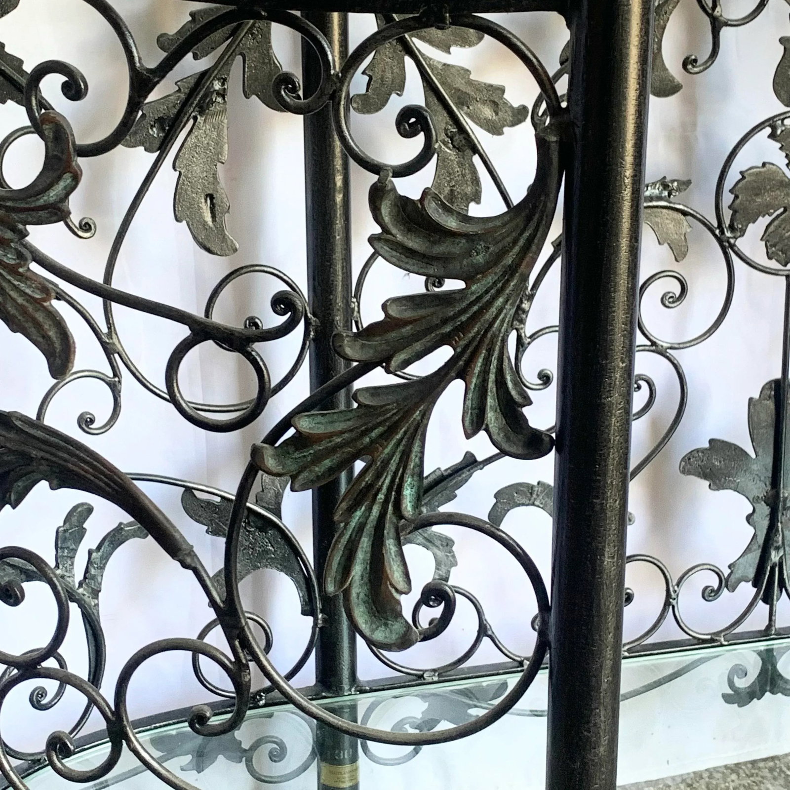 Vintage Wrought Iron Oval Two Tier Glass Top Console Table by Maitland Smith - 10