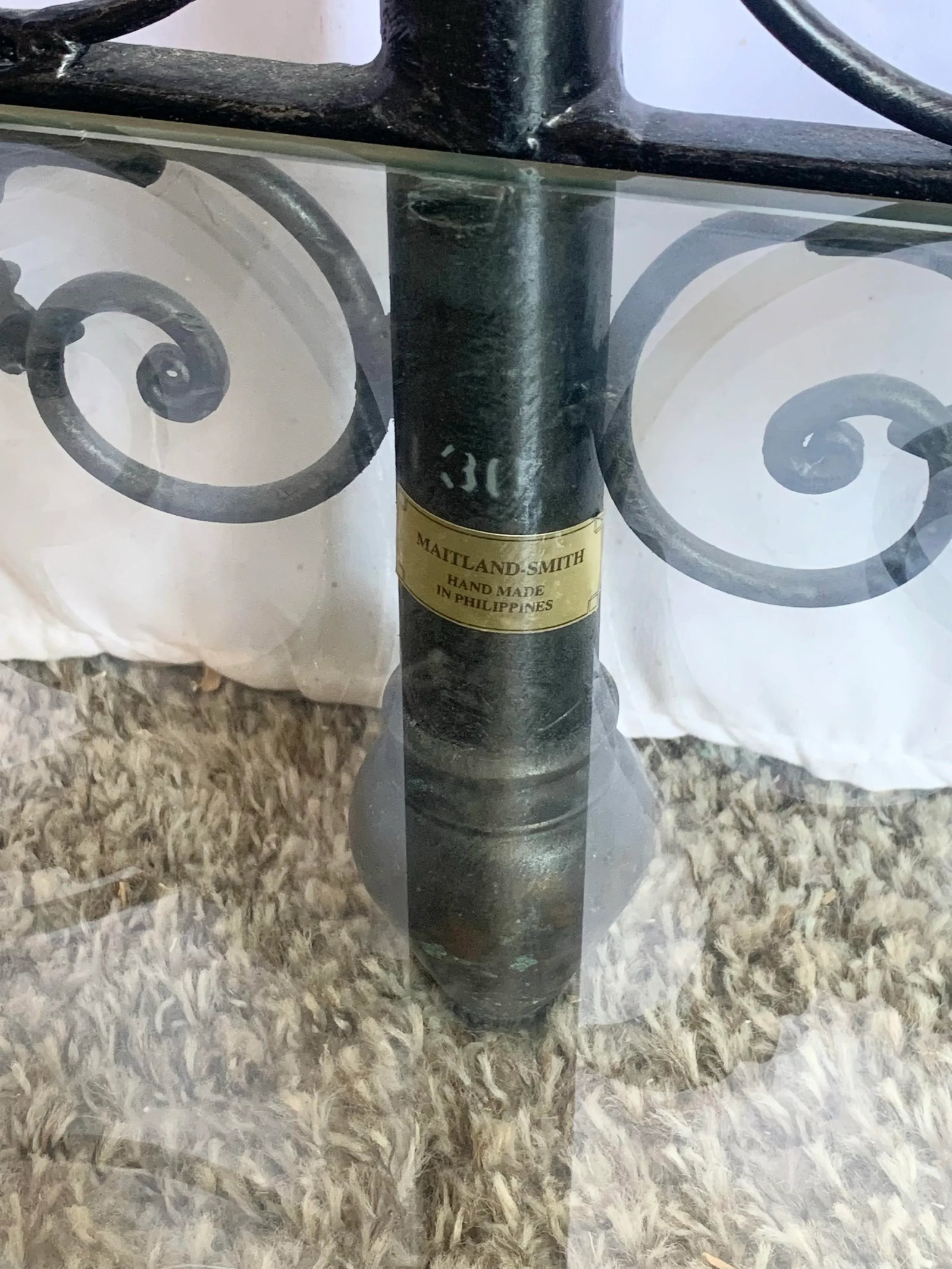 Vintage Wrought Iron Oval Two Tier Glass Top Console Table by Maitland Smith - 11