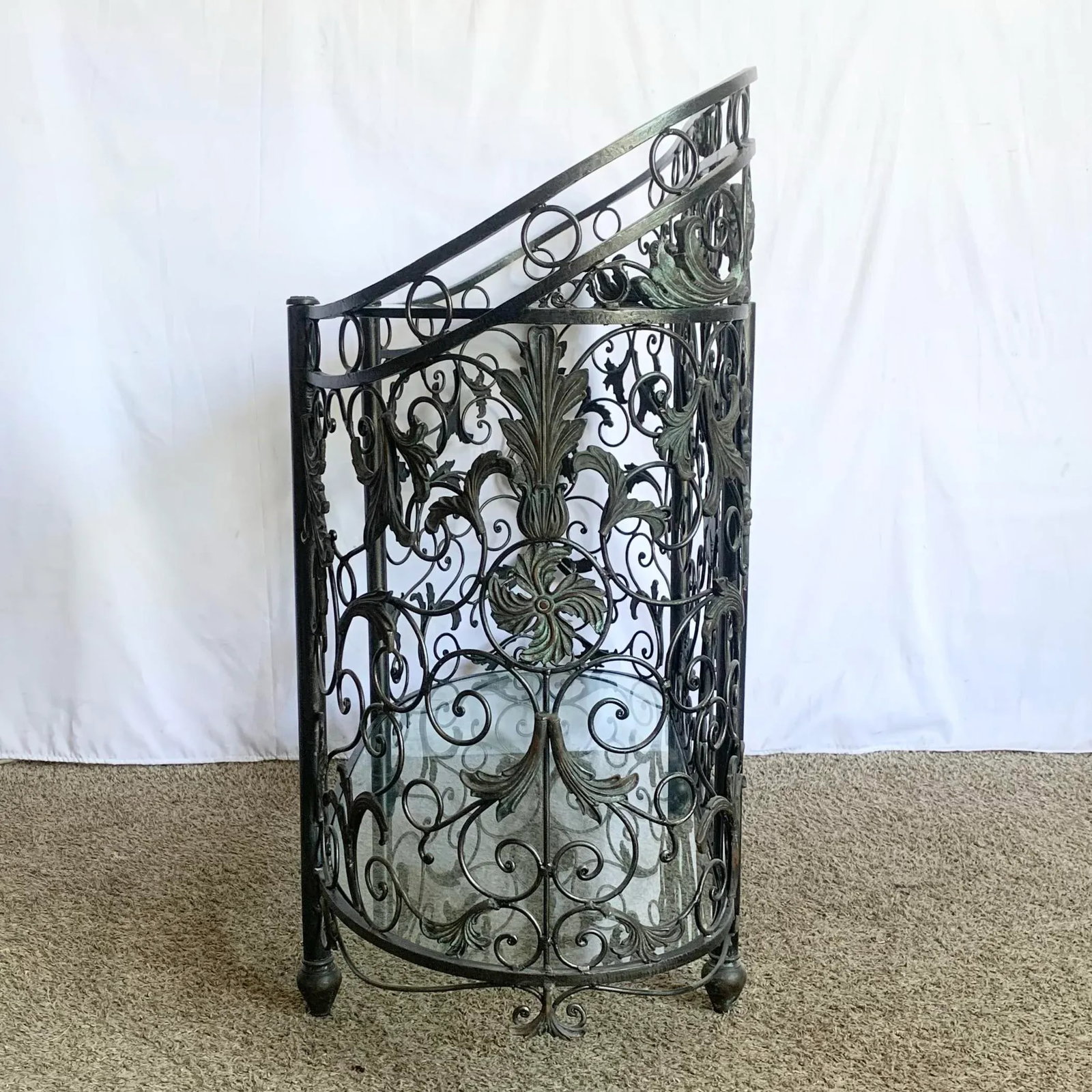 Vintage Wrought Iron Oval Two Tier Glass Top Console Table by Maitland Smith - 5