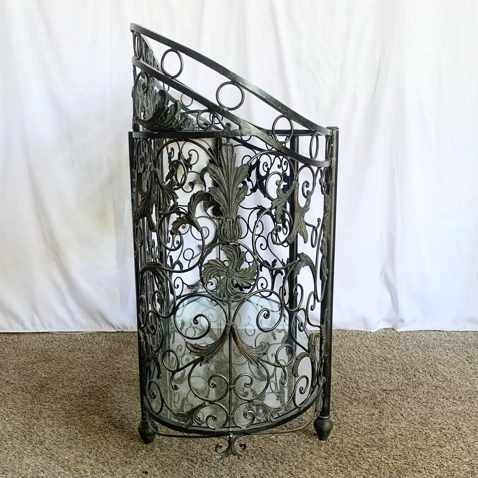 Vintage Wrought Iron Oval Two Tier Glass Top Console Table by Maitland Smith - 6