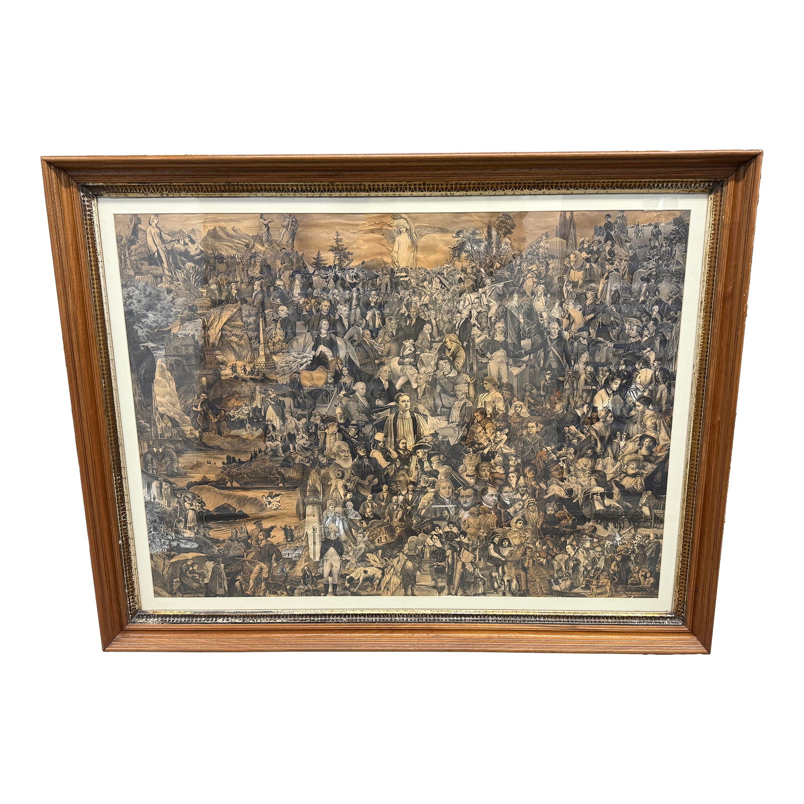19th C, Decopauge "The Allegory of Civilization" Magnificent & Important Work: The Allegory of Civilization: A Historical Collage of Progress and Virtue This monumental and highly unusual large-scale decoupage tableau"”measuring 44.25 inches wide by 35 inches