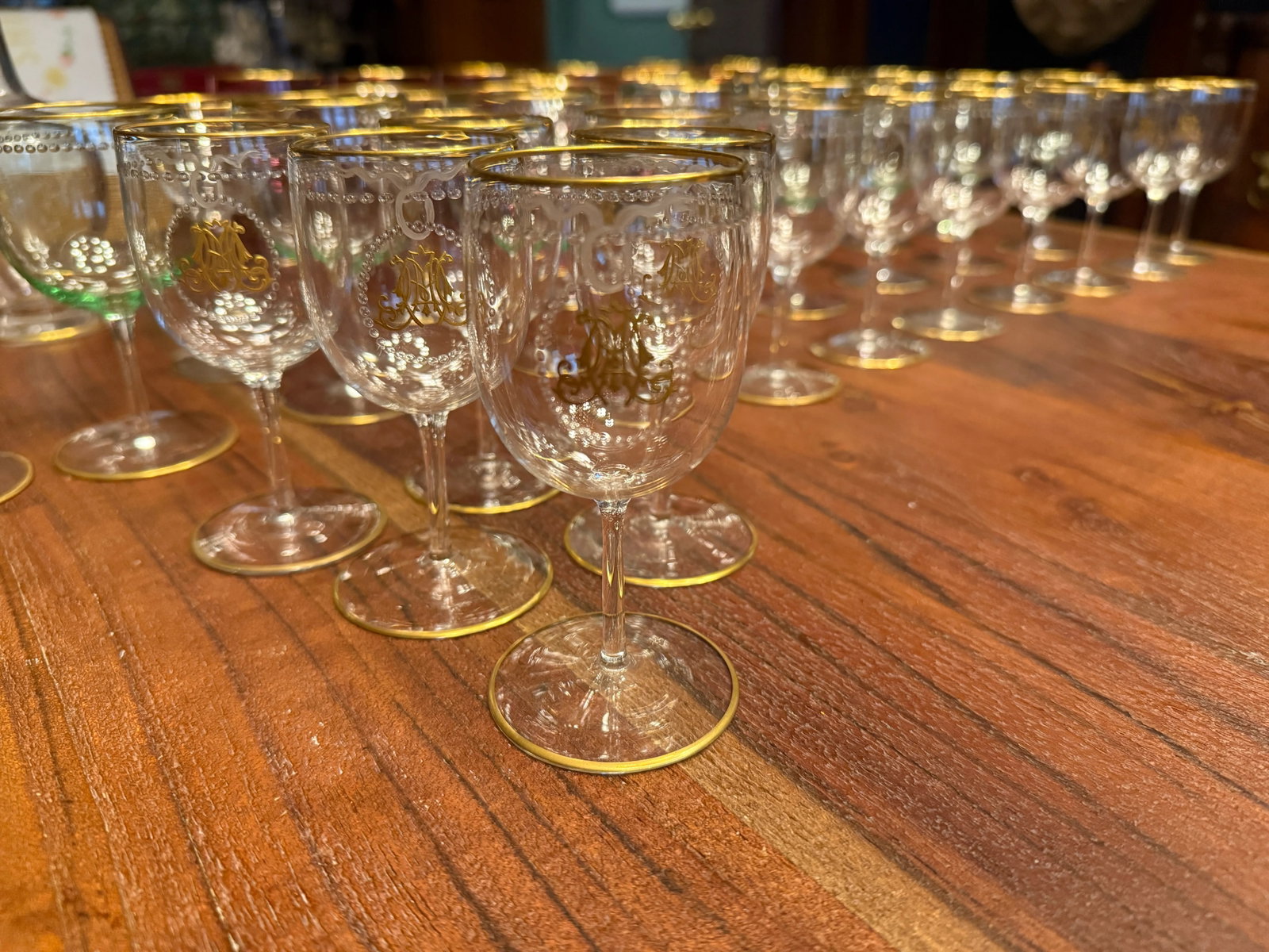 101 Pc, Belle Époque Gilt-Monogrammed Crystal Service, in the Manner of Baccarat - 10