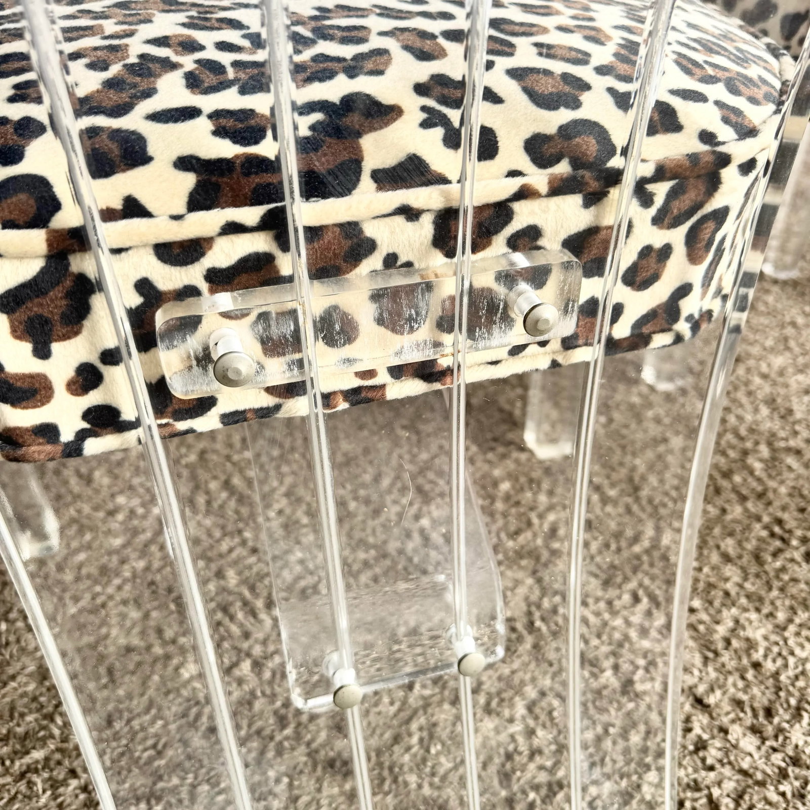 Art Deco Lucite Leopard Print Dining Chairs - Set of 6 - 4