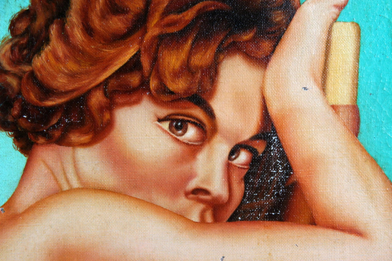 C.1960 Oil on Canvas Nude Painting of Actress Diane Webber - 6