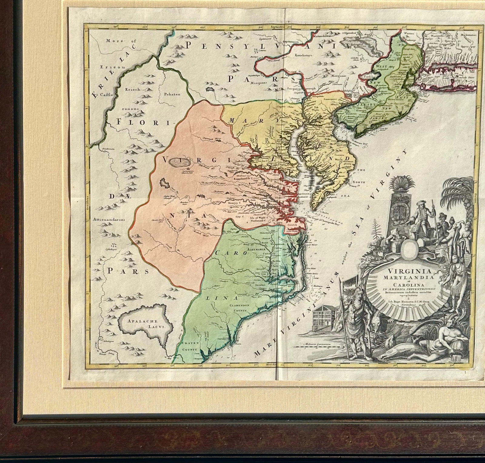 Virginia Maryland & Carolinas by Homman Circa 1720 - 4