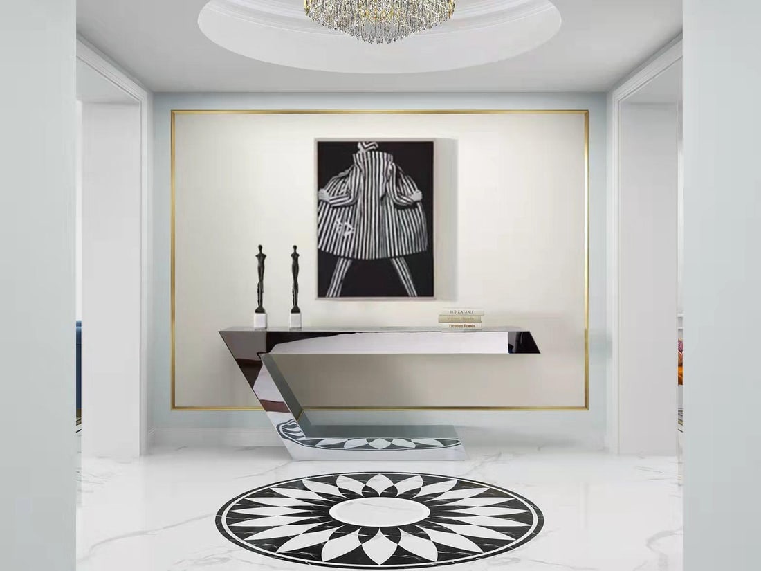 Modern Greg Sheres Style Polished Stainless Steel Console Table - 7