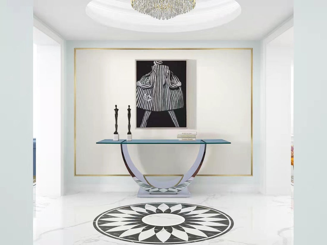 Modern Greg Sheres Style Polished Stainless Steel Console Table - 4