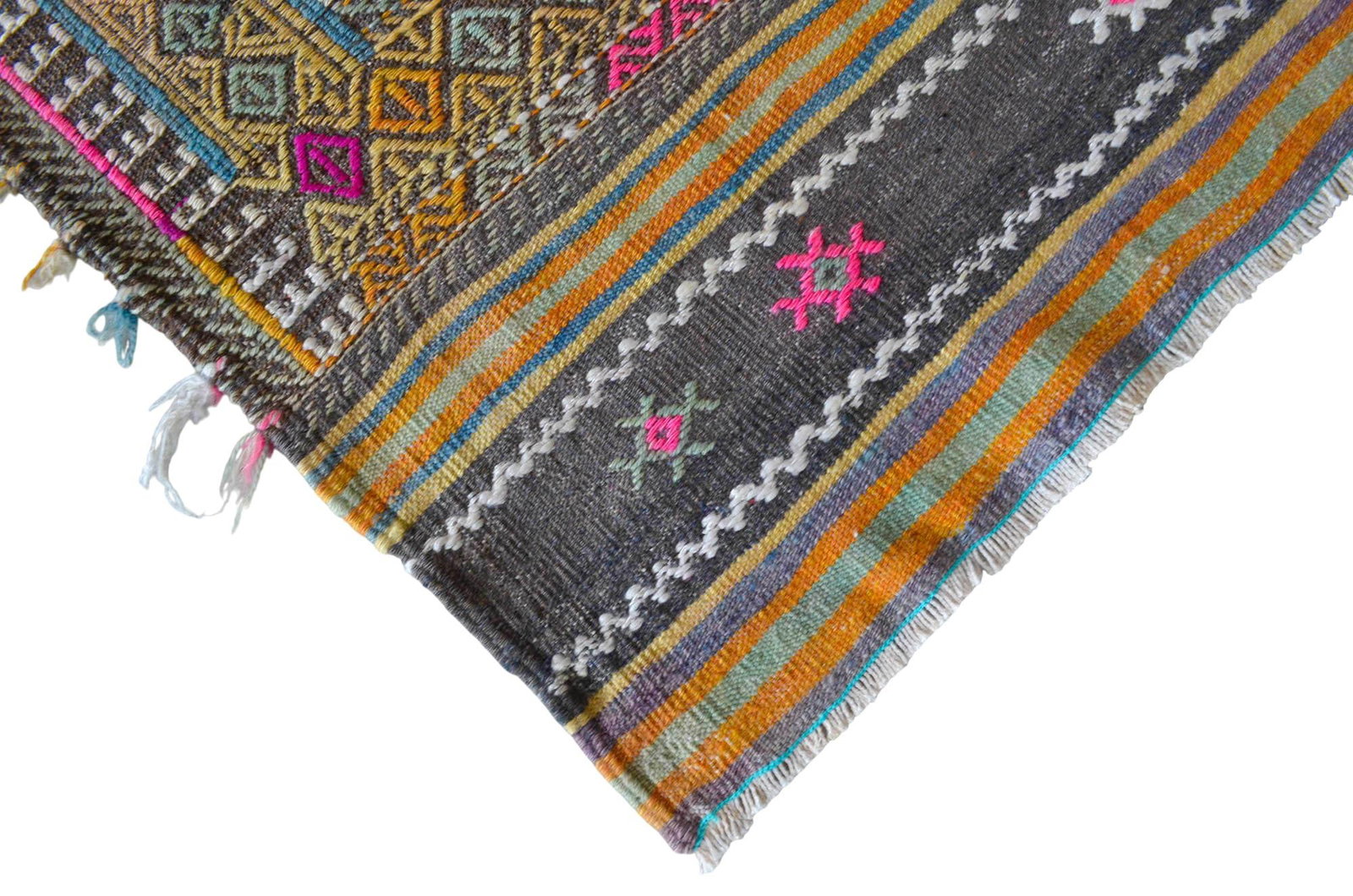 1960s Hand Woven Braided Jajim Kilim Area Rug - 5'7" X 9'8" - 10