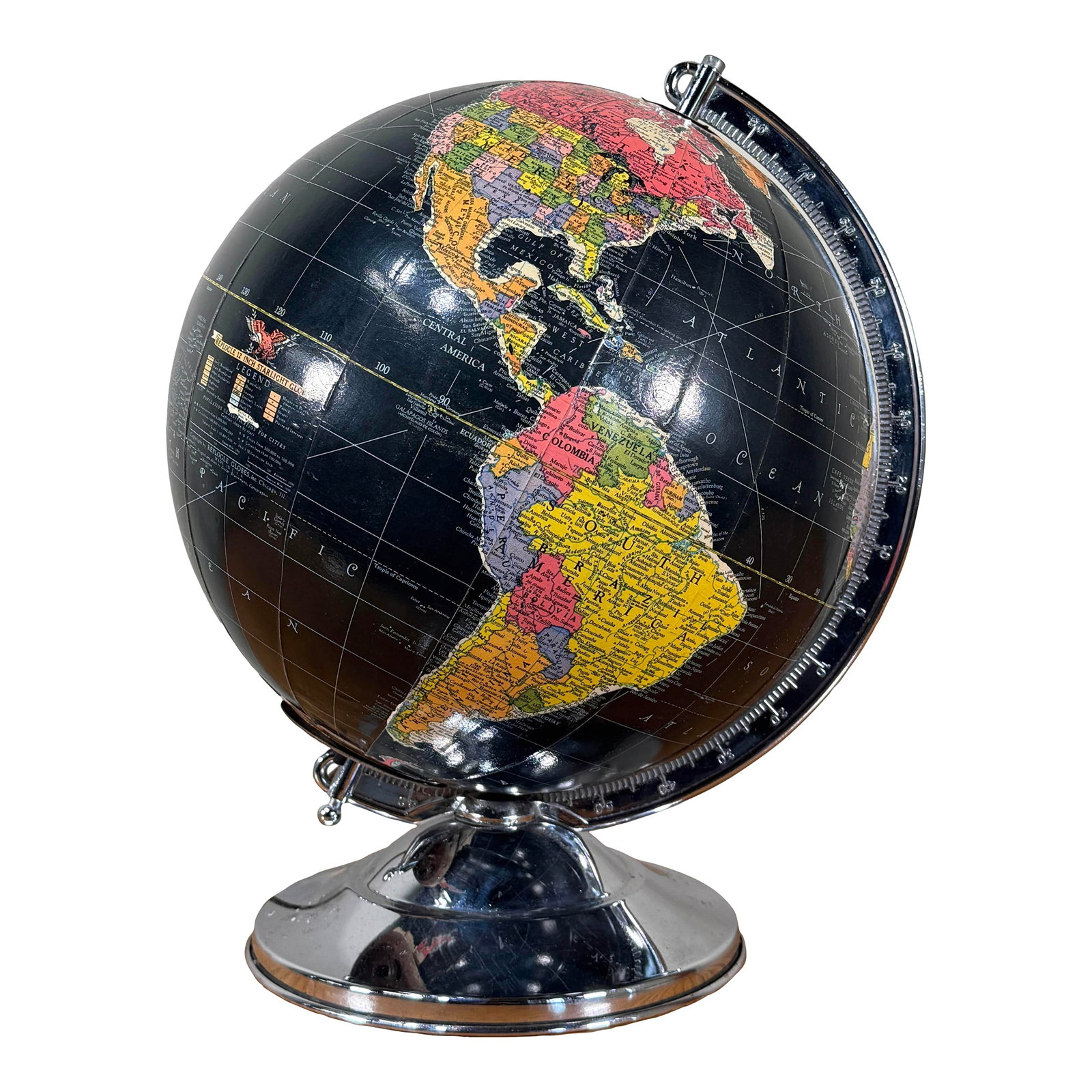 Vintage 1950's Replogle Black Starlight Illuminated World Glass Globe (1 of 14)