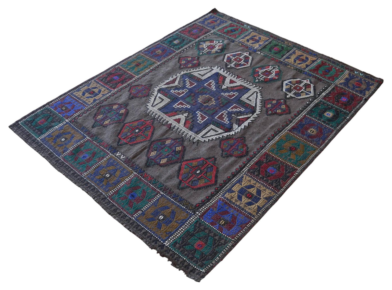 1960s Hand-Woven Kilim Braided Area Rug - 4
